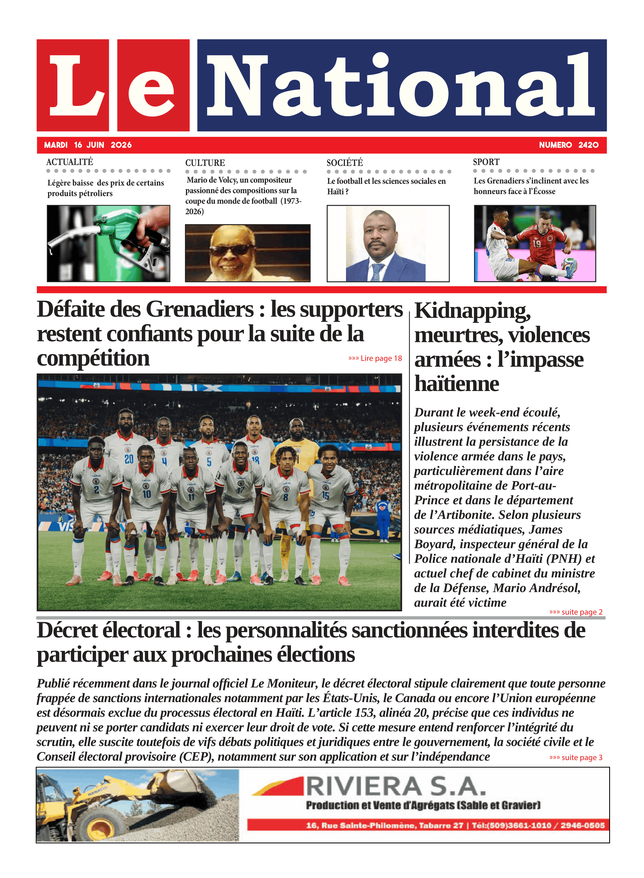 Page 1 de l'édition 2420