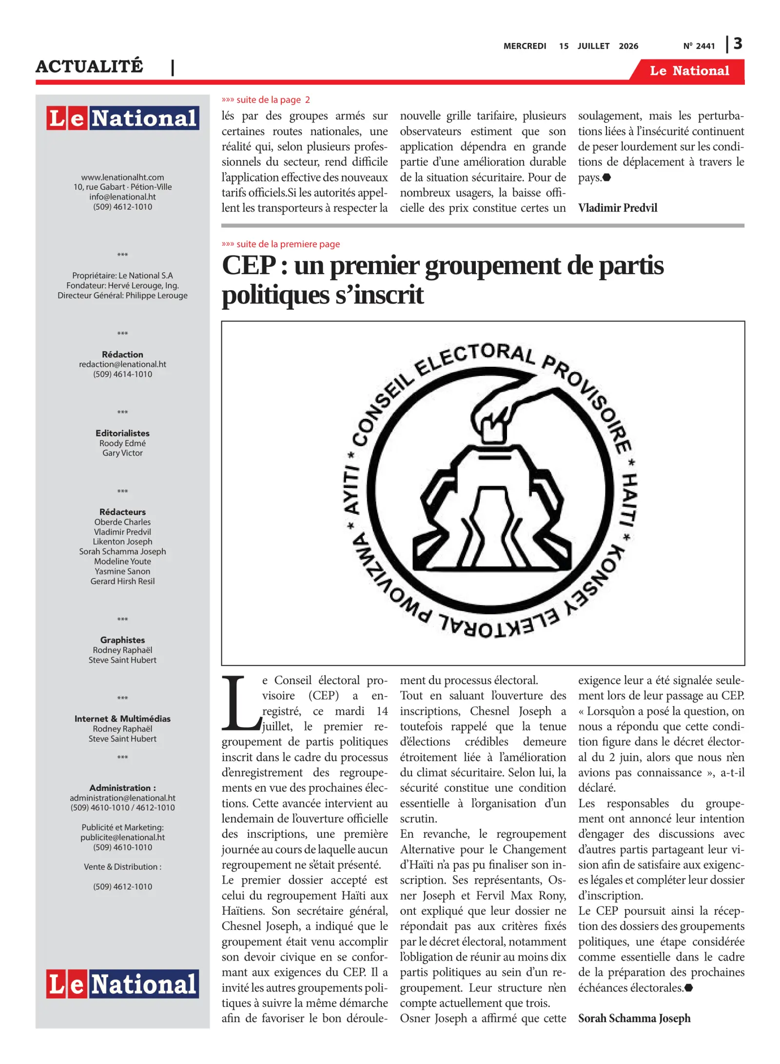 Page 3 de l'édition 2441