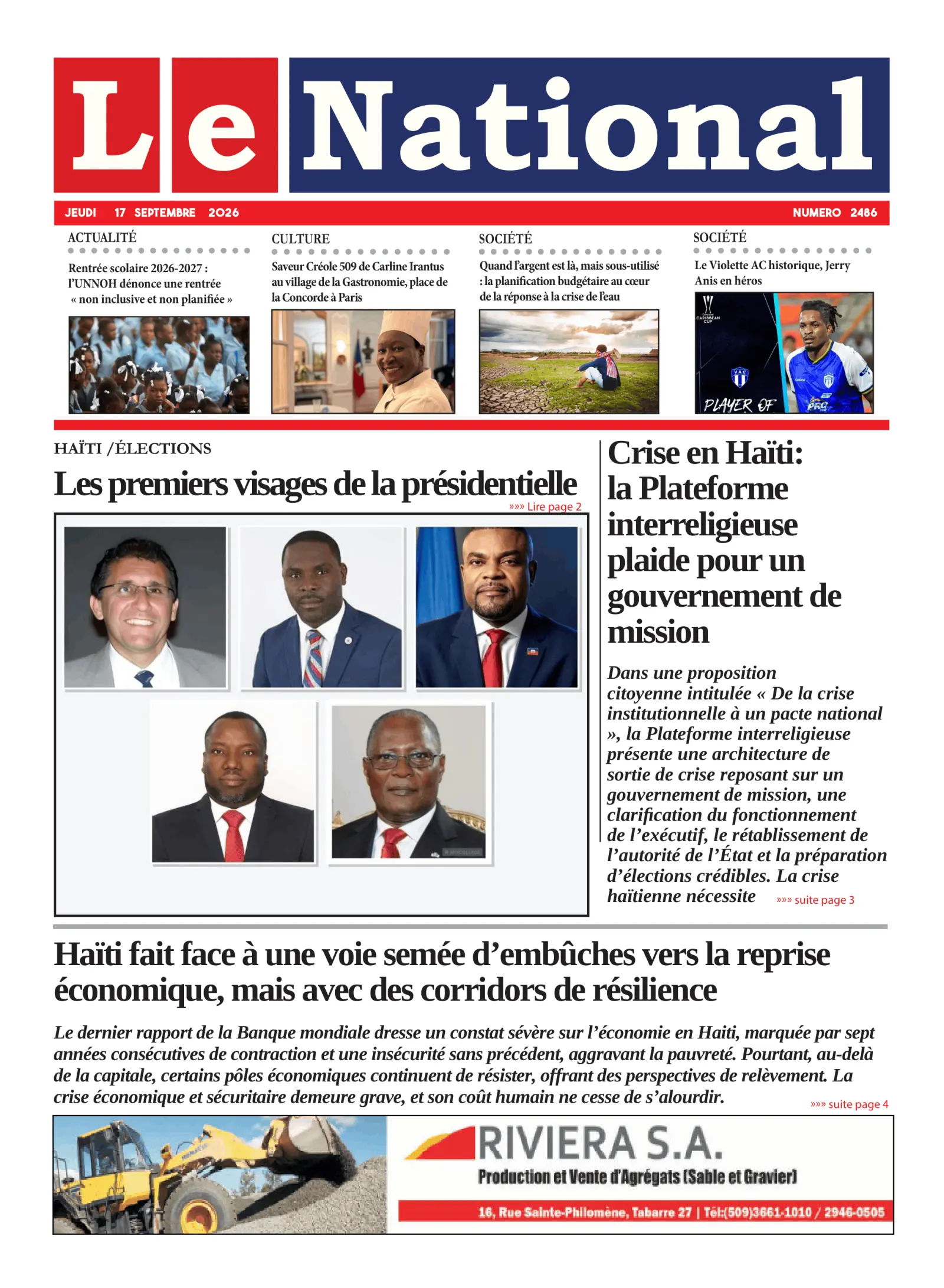 Page 1 de l'édition 2486