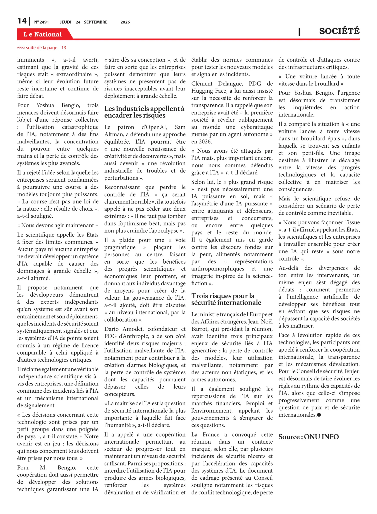 Page 14 de l'édition 2491
