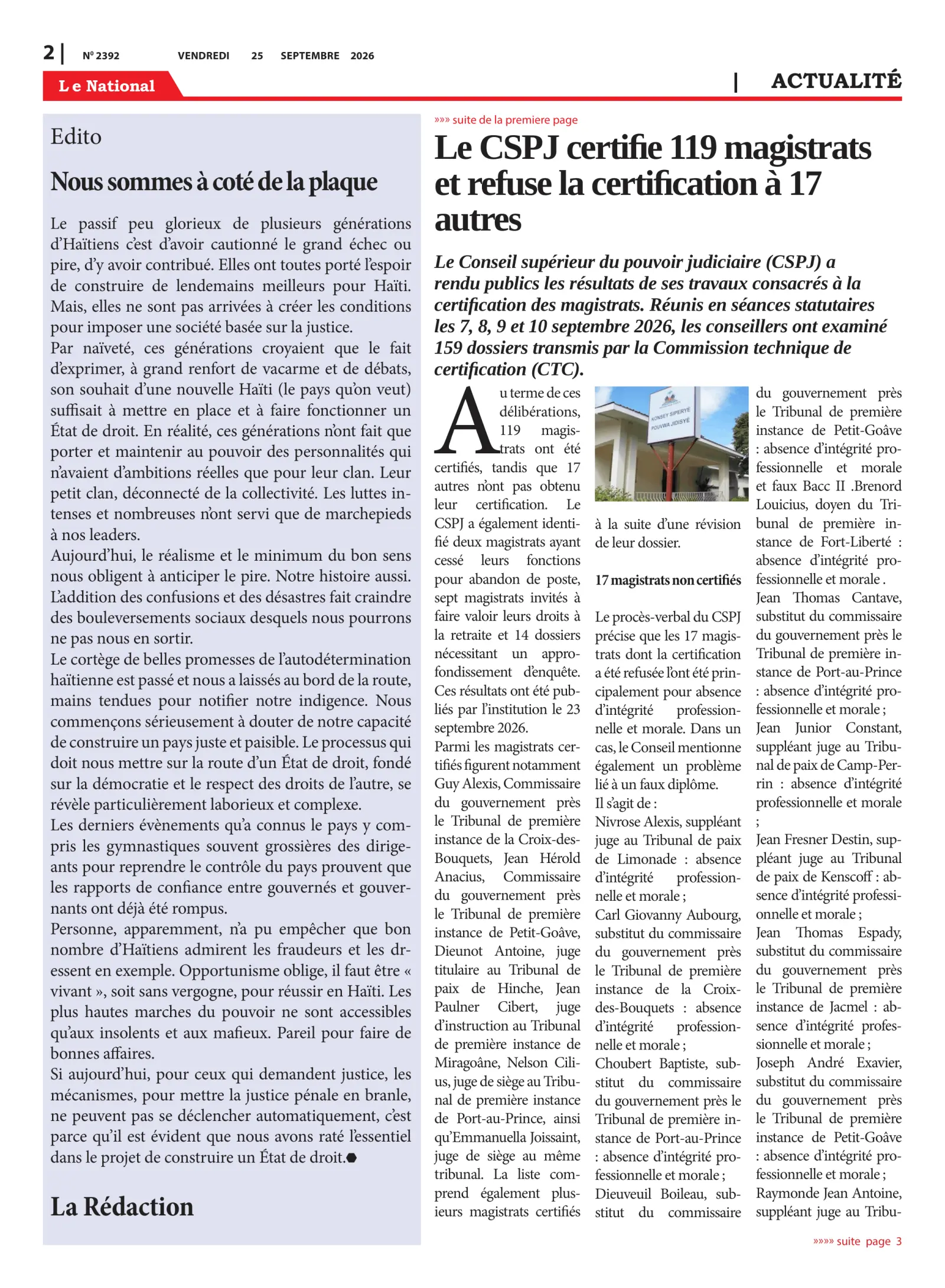 Page 2 de l'édition 2492