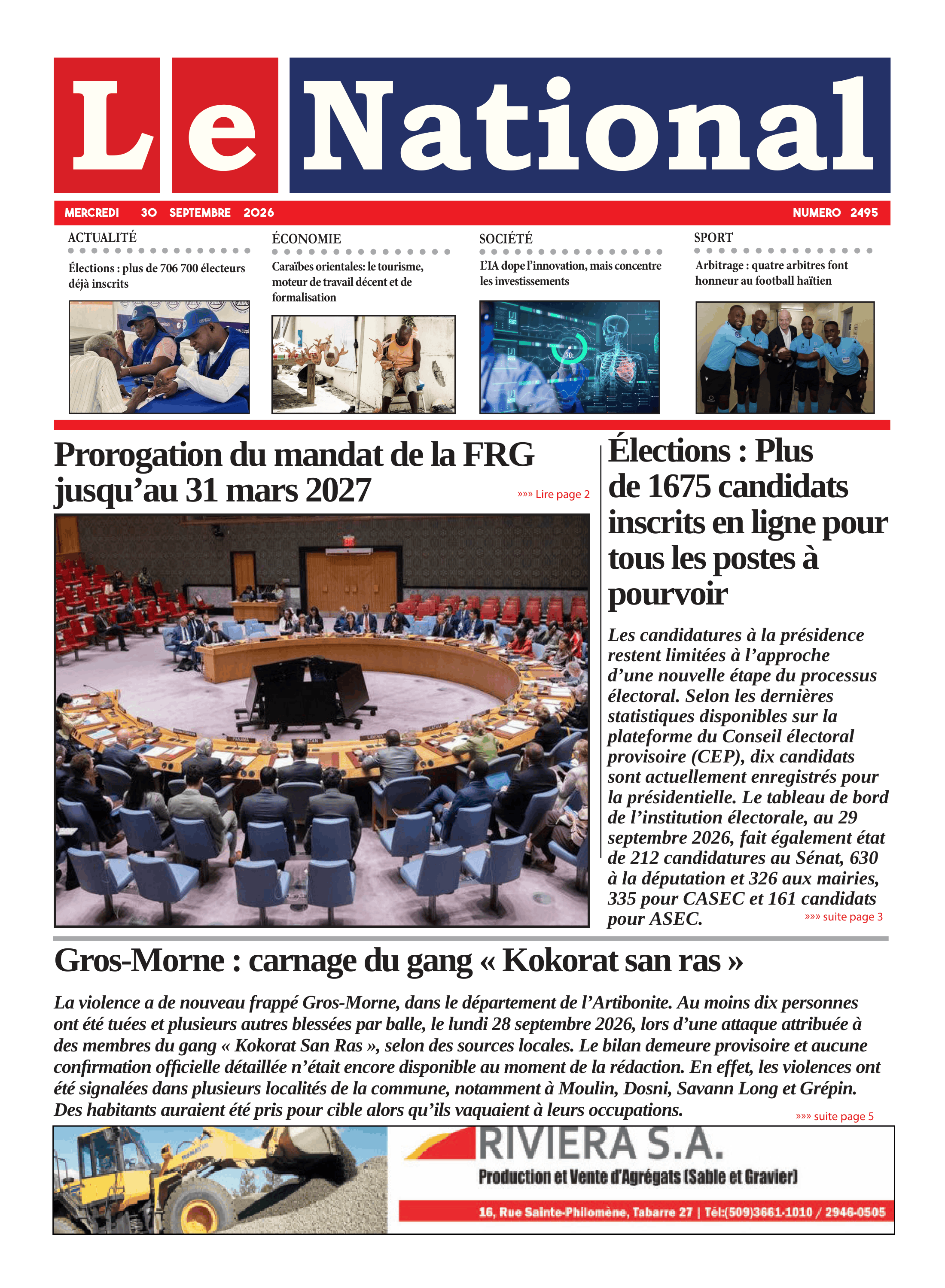 Une de l'édition 2495