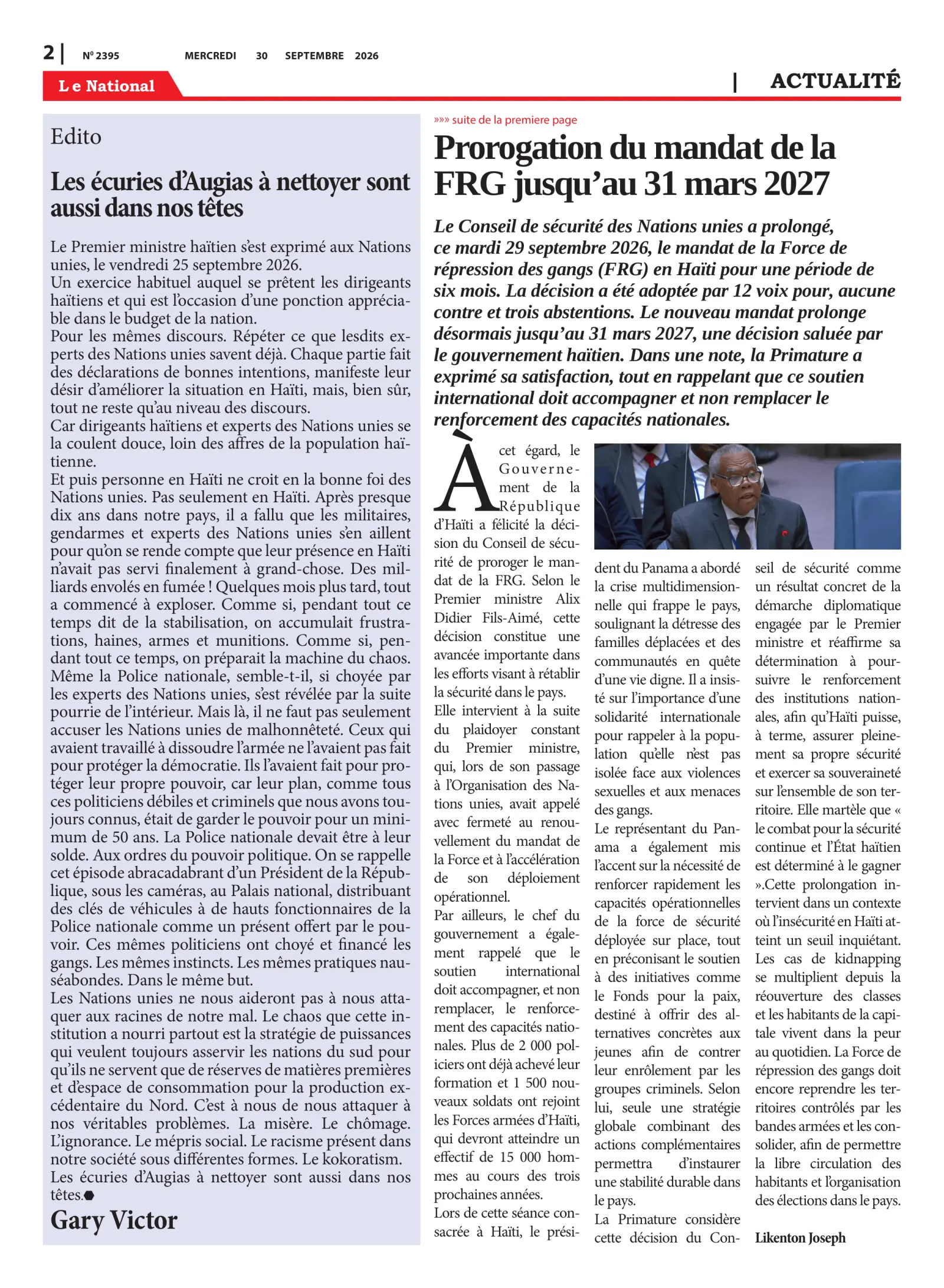 Page 2 de l'édition 2495