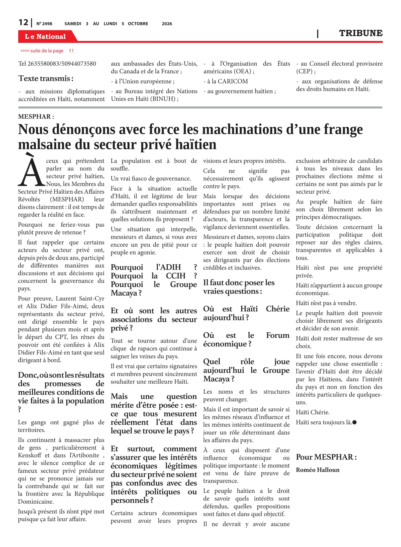 Page 12 de l'édition 2498