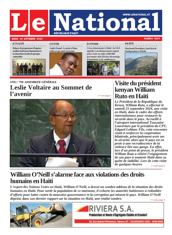 Une de l'édition 2001
