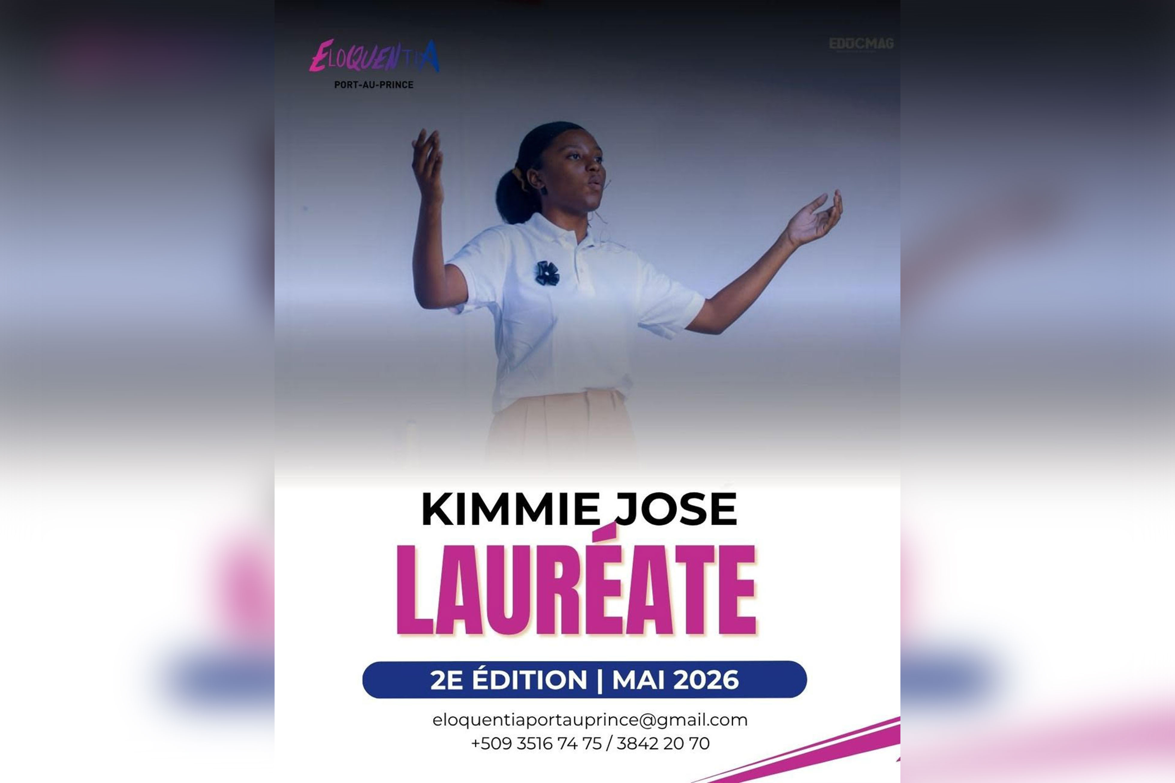 Kimmie José s’impose à Eloquentia Port-au-Prince et portera la voix d’Haïti à l’international
