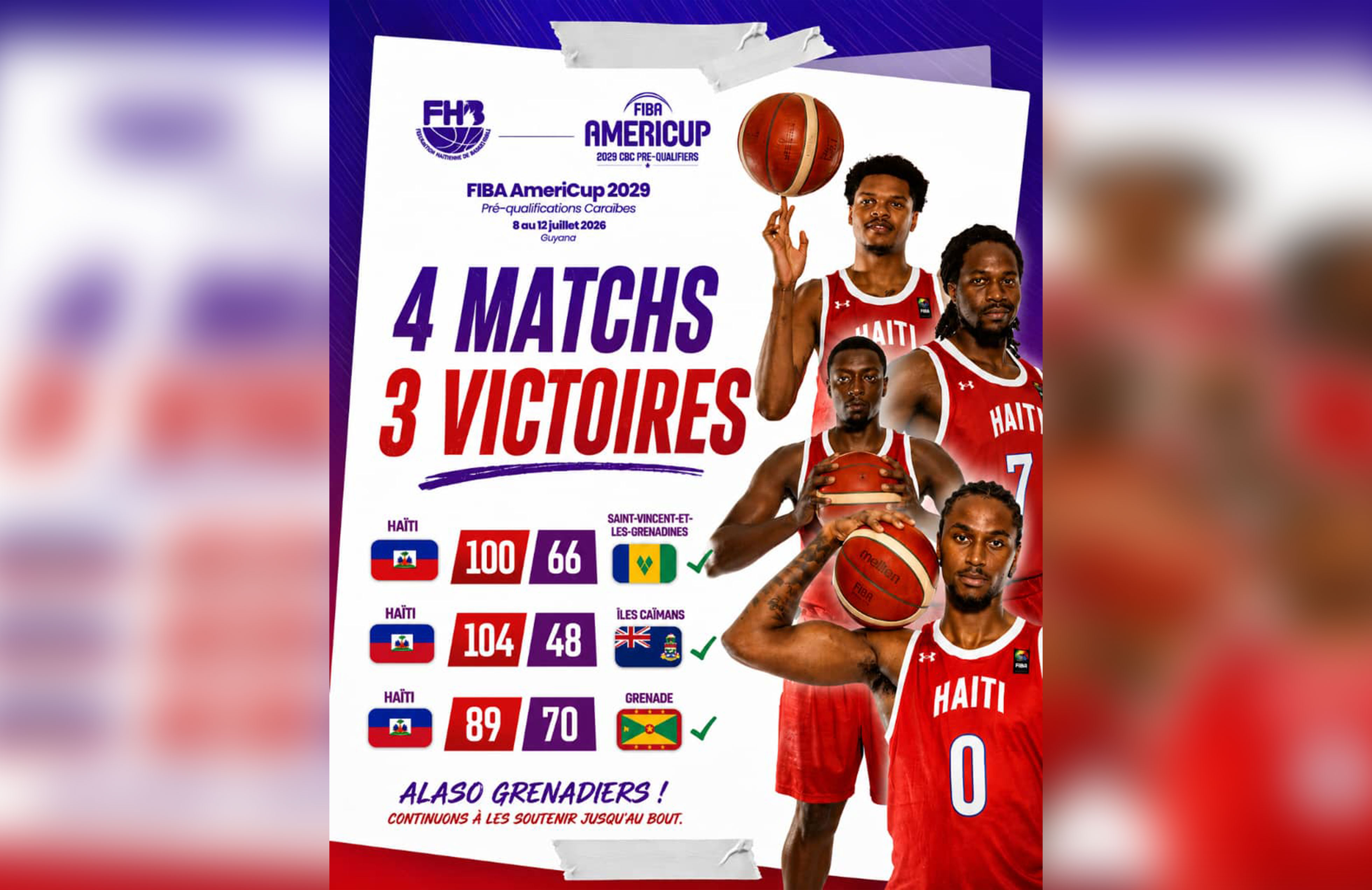 Une troisième place encourageante pour Haïti aux pré-qualifications de la FIBA AmeriCup 2029