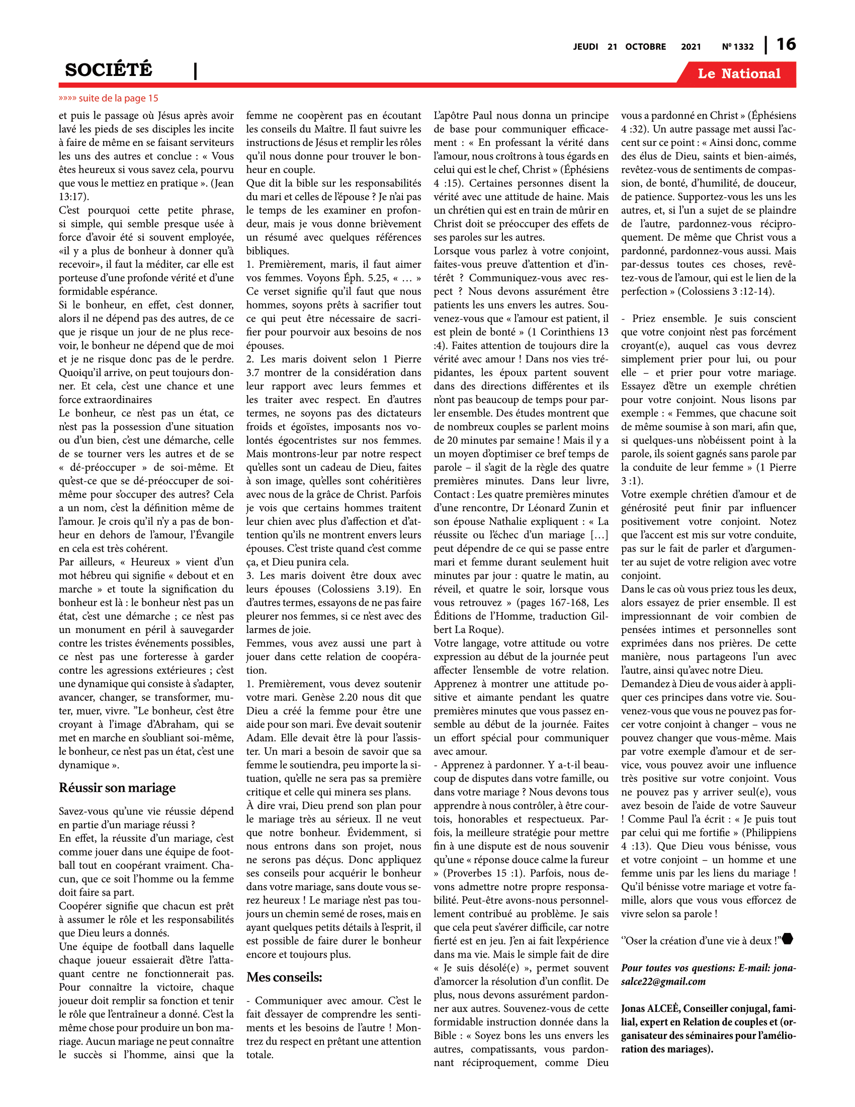 Page 16 de l'édition 1332