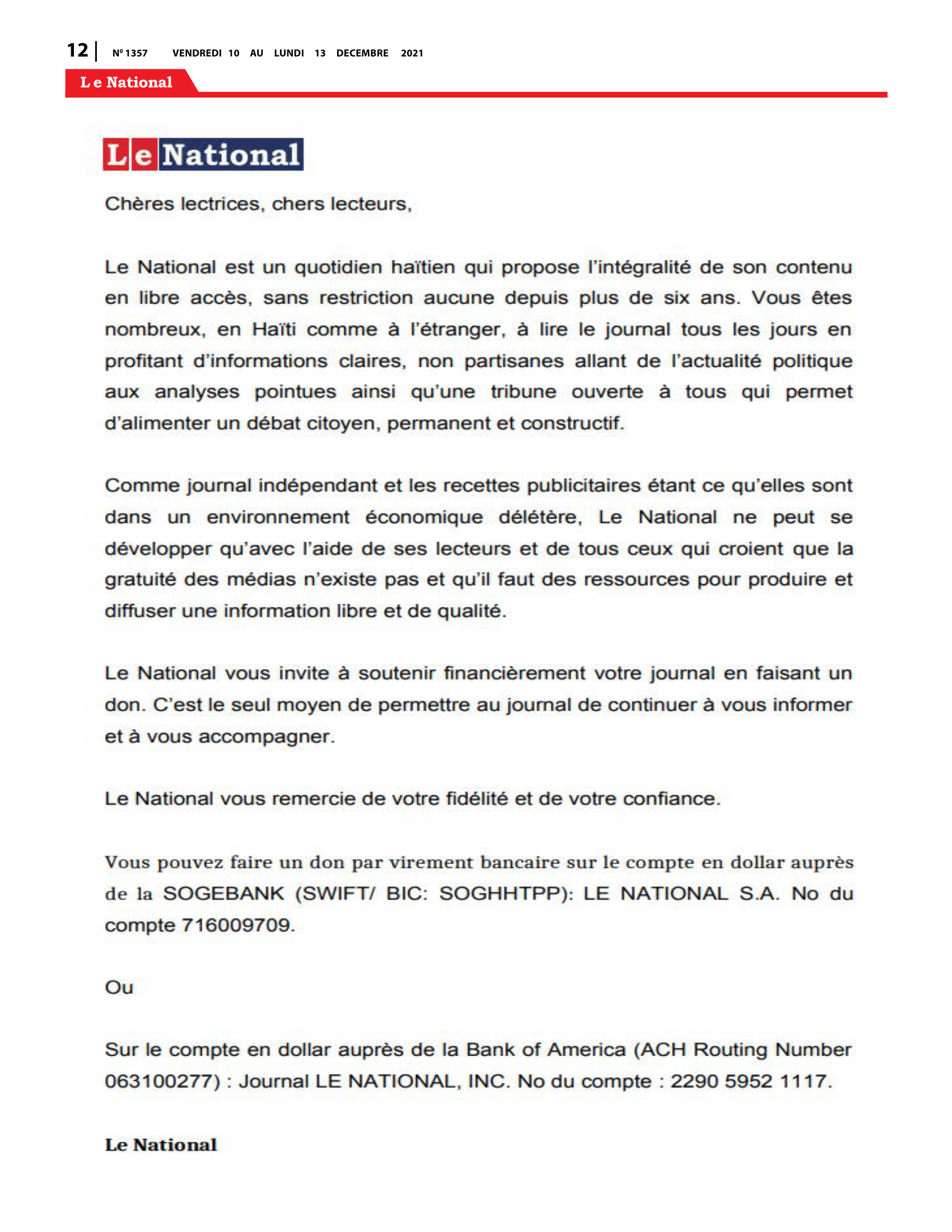 Page 12 de l'édition 1357