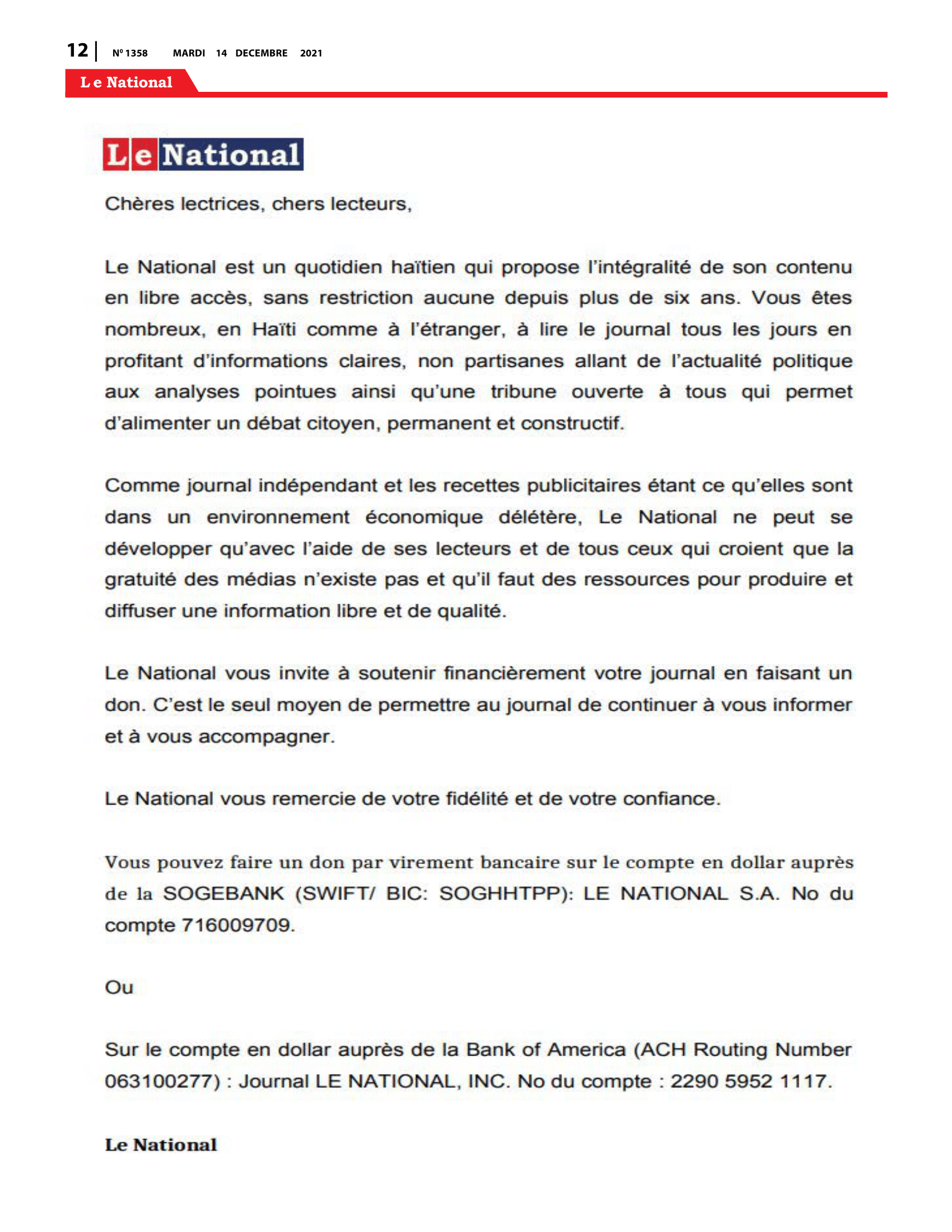 Page 12 de l'édition 1358