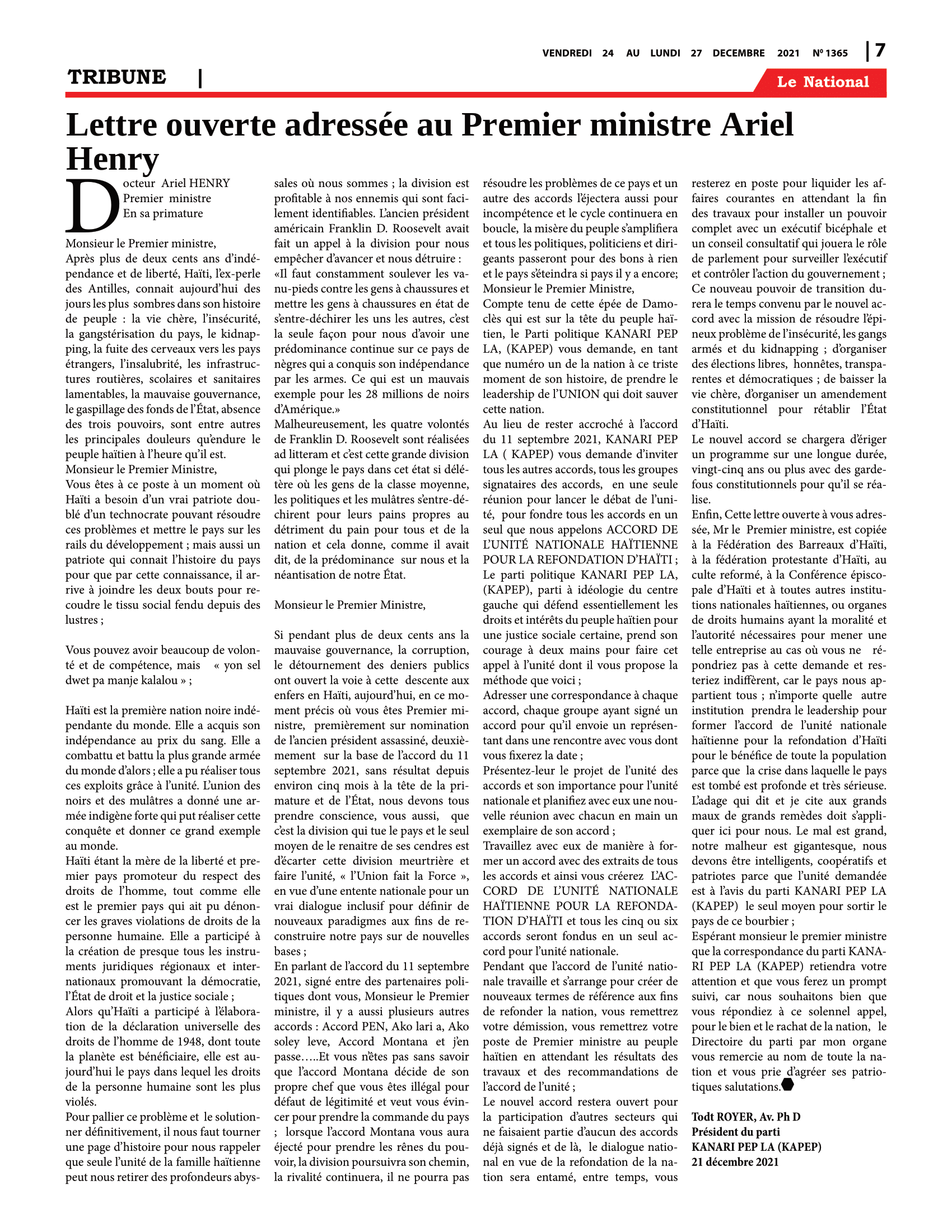 Page 7 de l'édition 1365