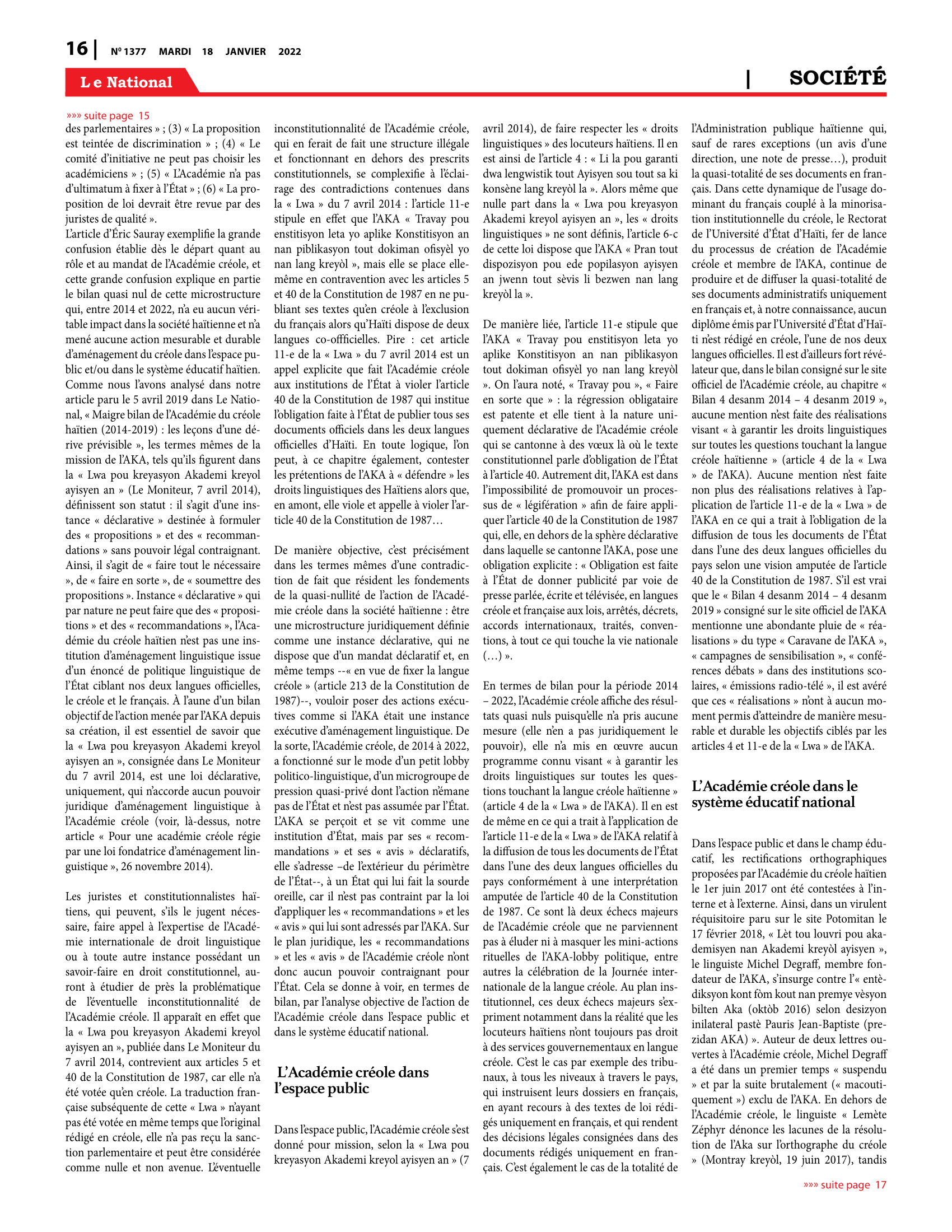 Page 16 de l'édition 1377