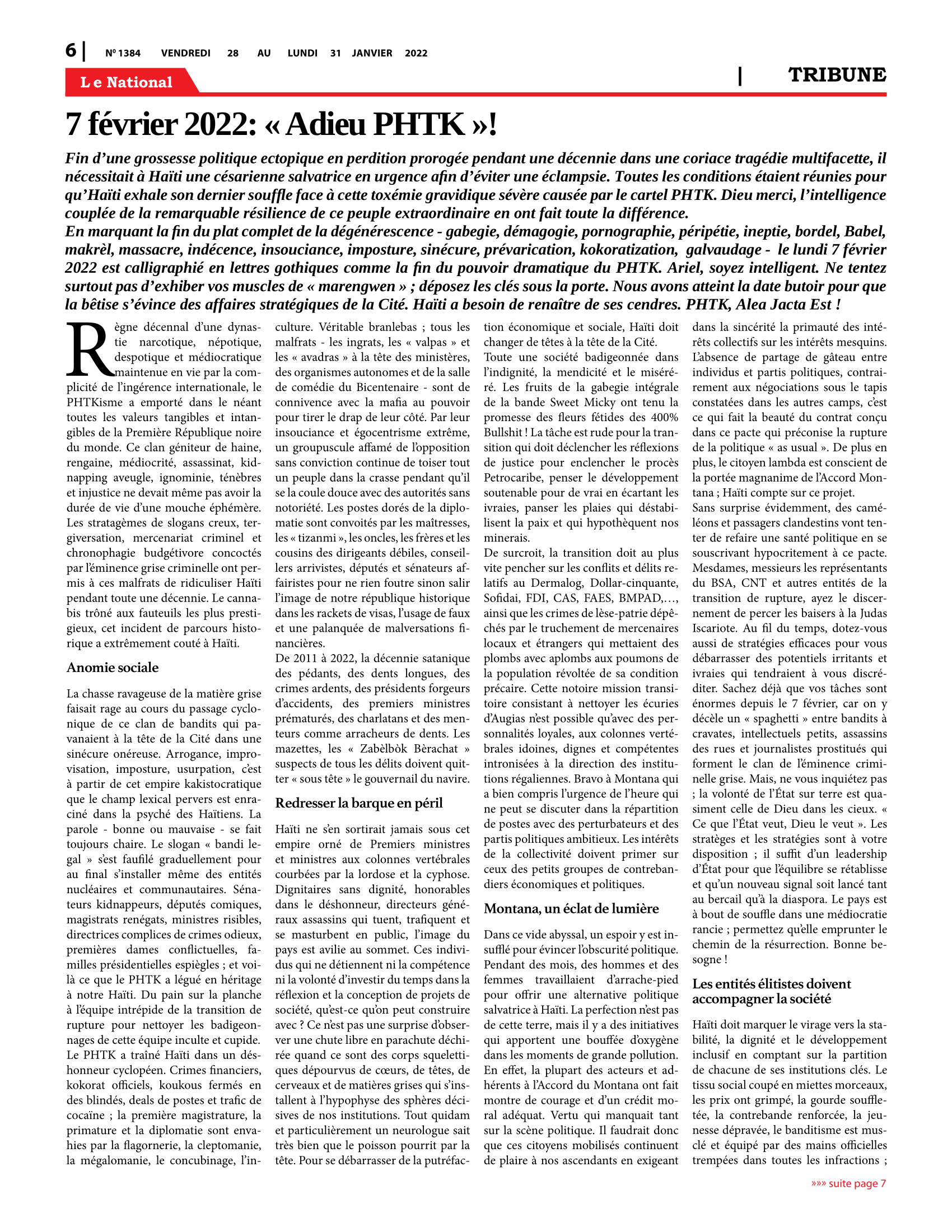 Page 6 de l'édition 1384