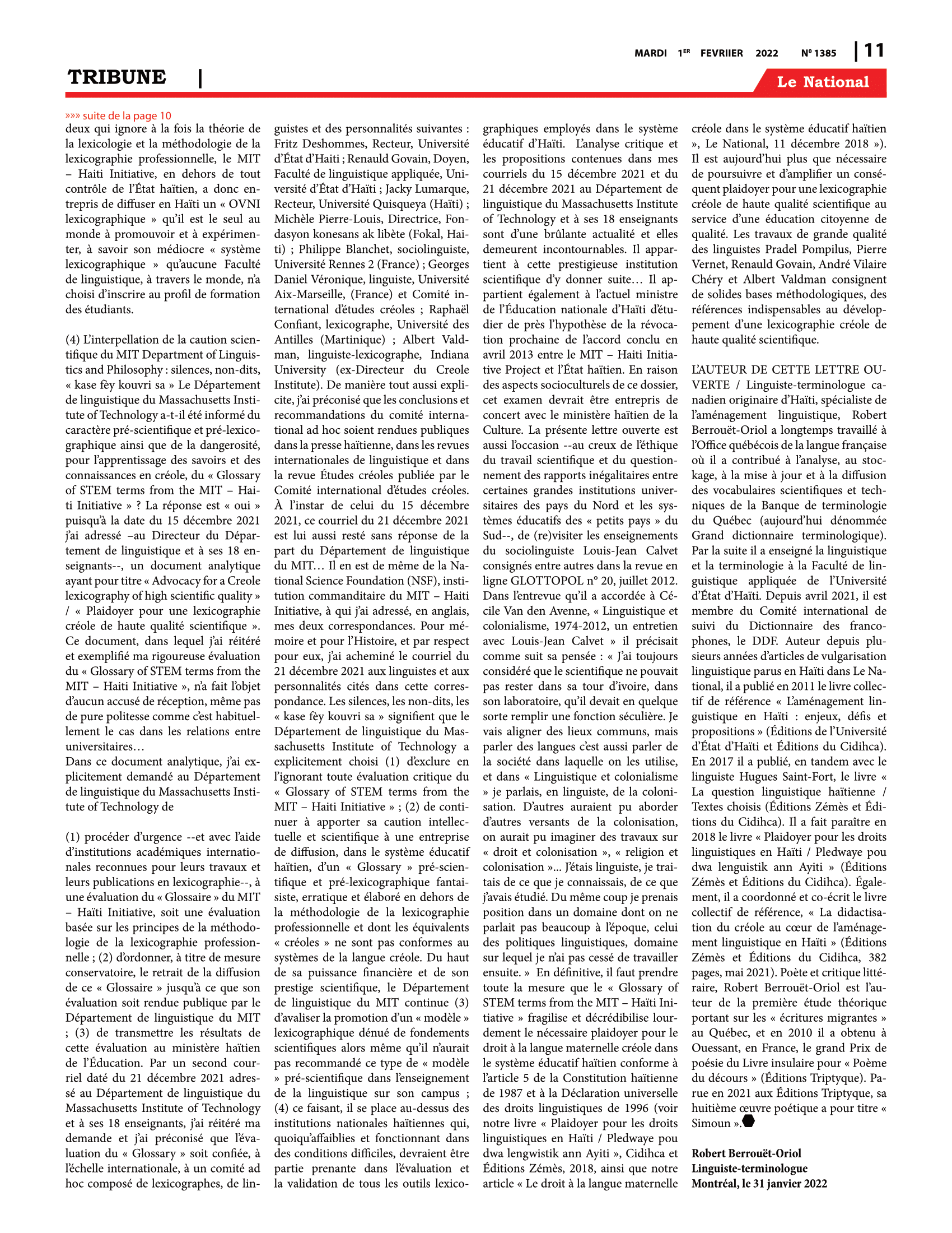 Page 11 de l'édition 1385