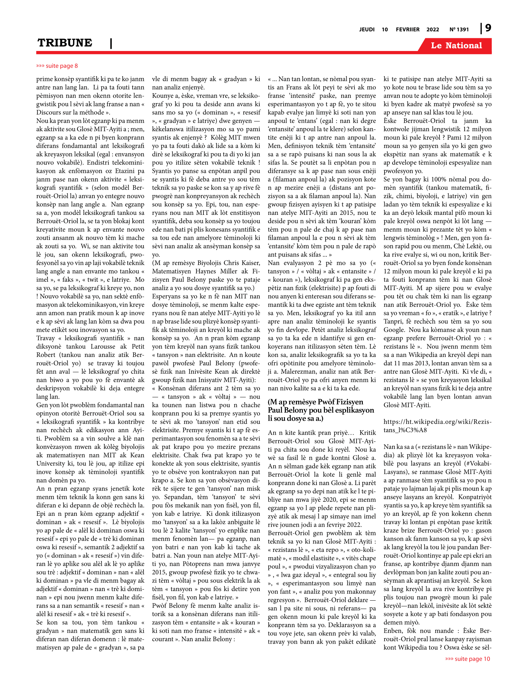 Page 9 de l'édition 1391