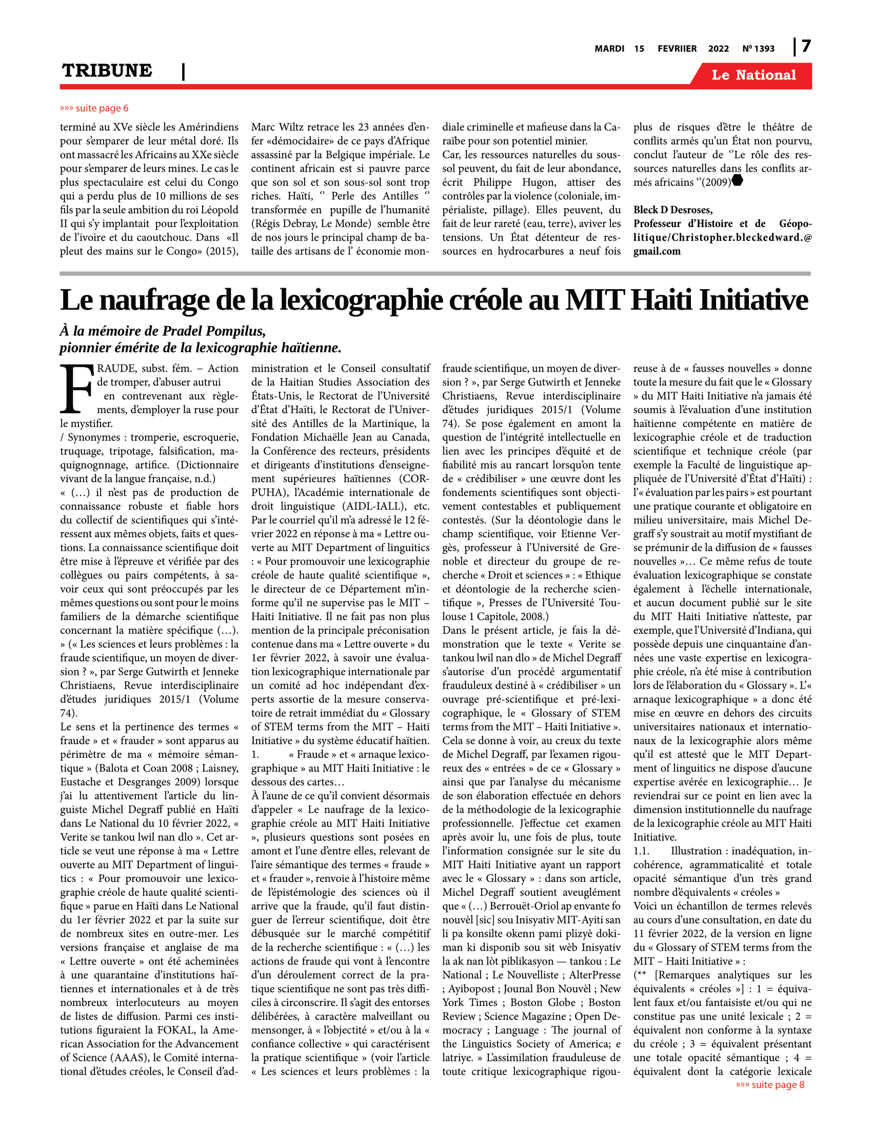 Page 7 de l'édition 1393