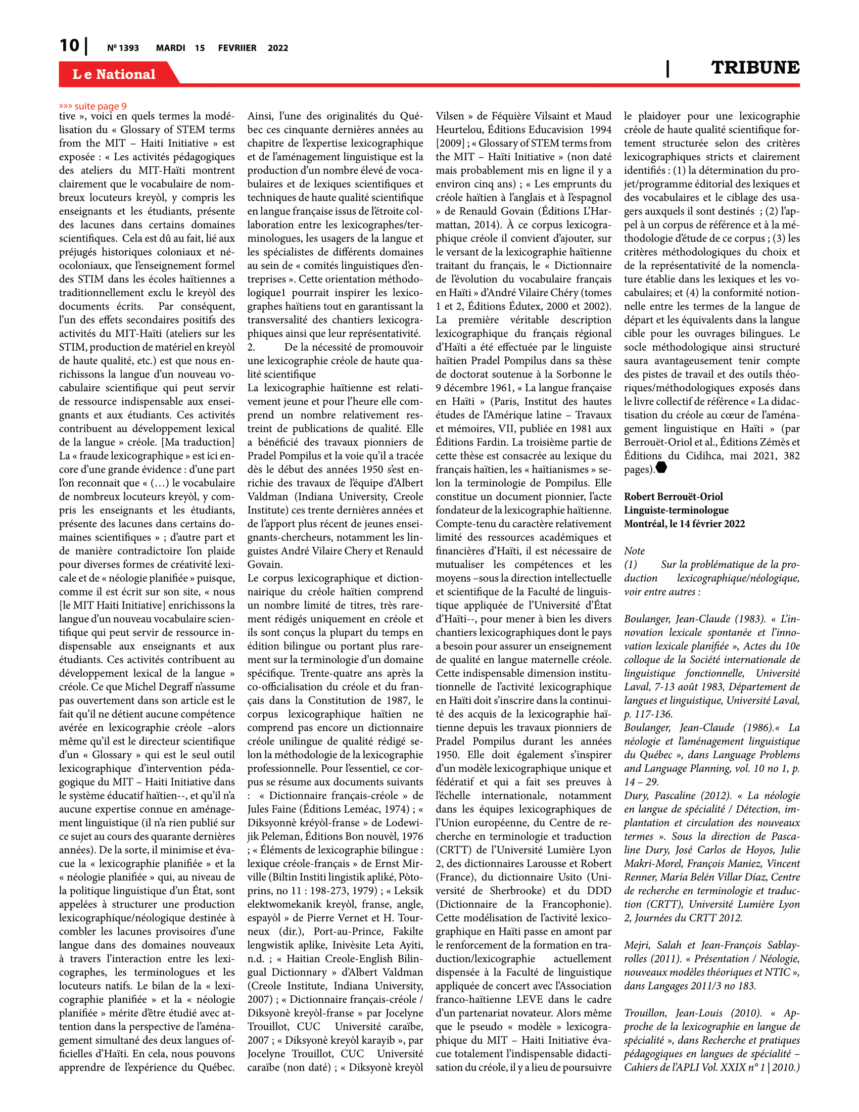 Page 10 de l'édition 1393