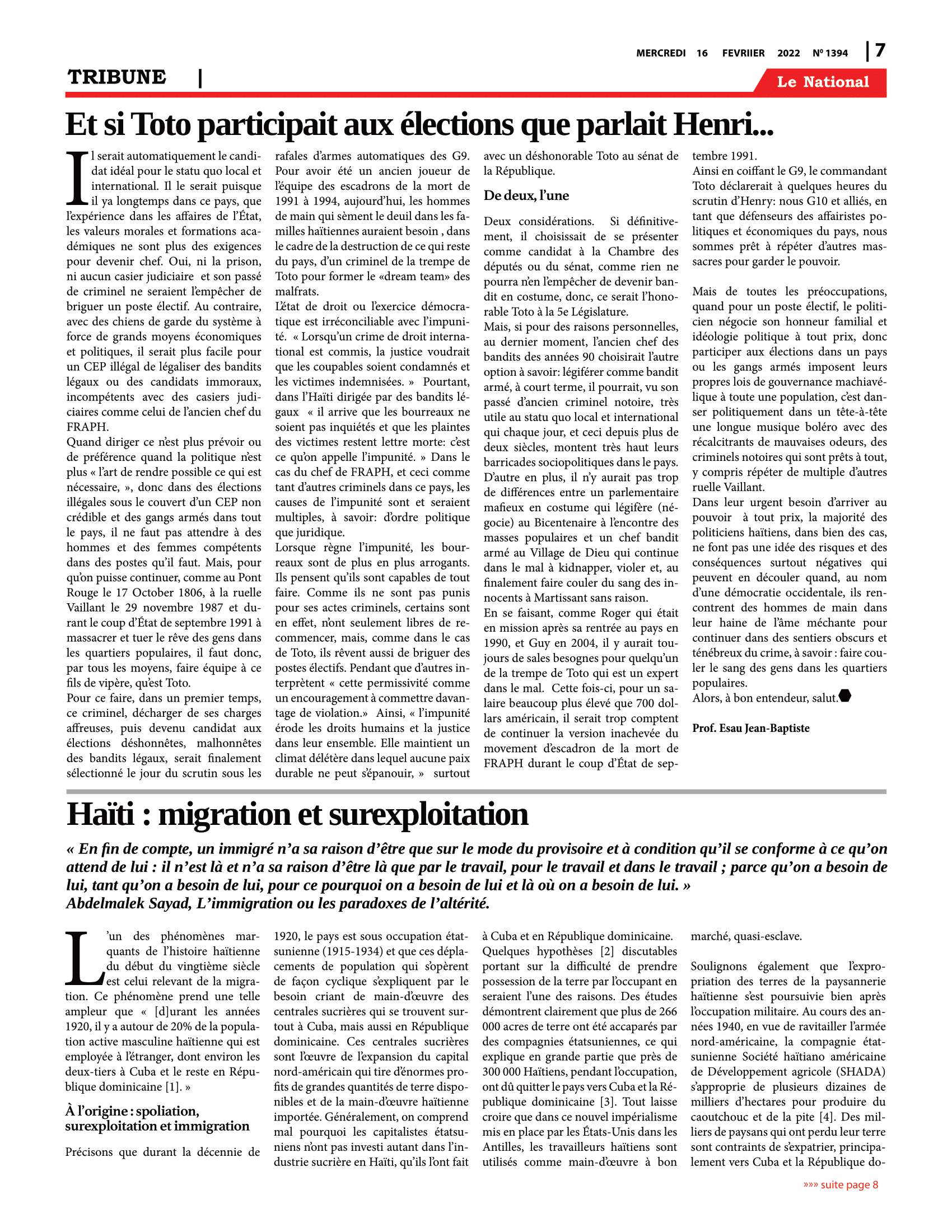 Page 7 de l'édition 1394