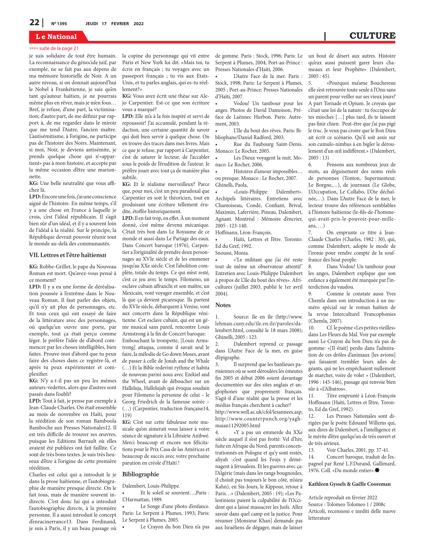 Page 22 de l'édition 1395