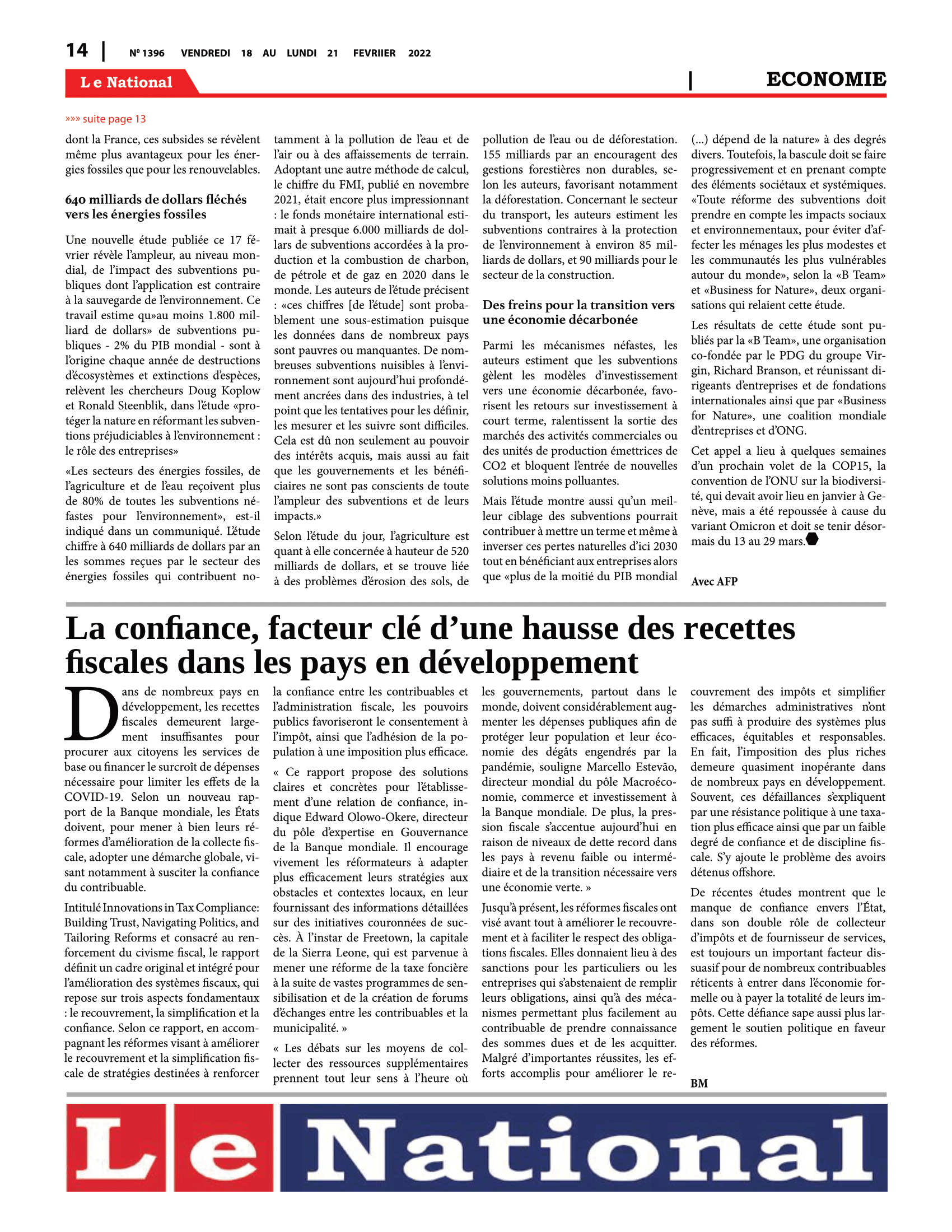 Page 14 de l'édition 1396