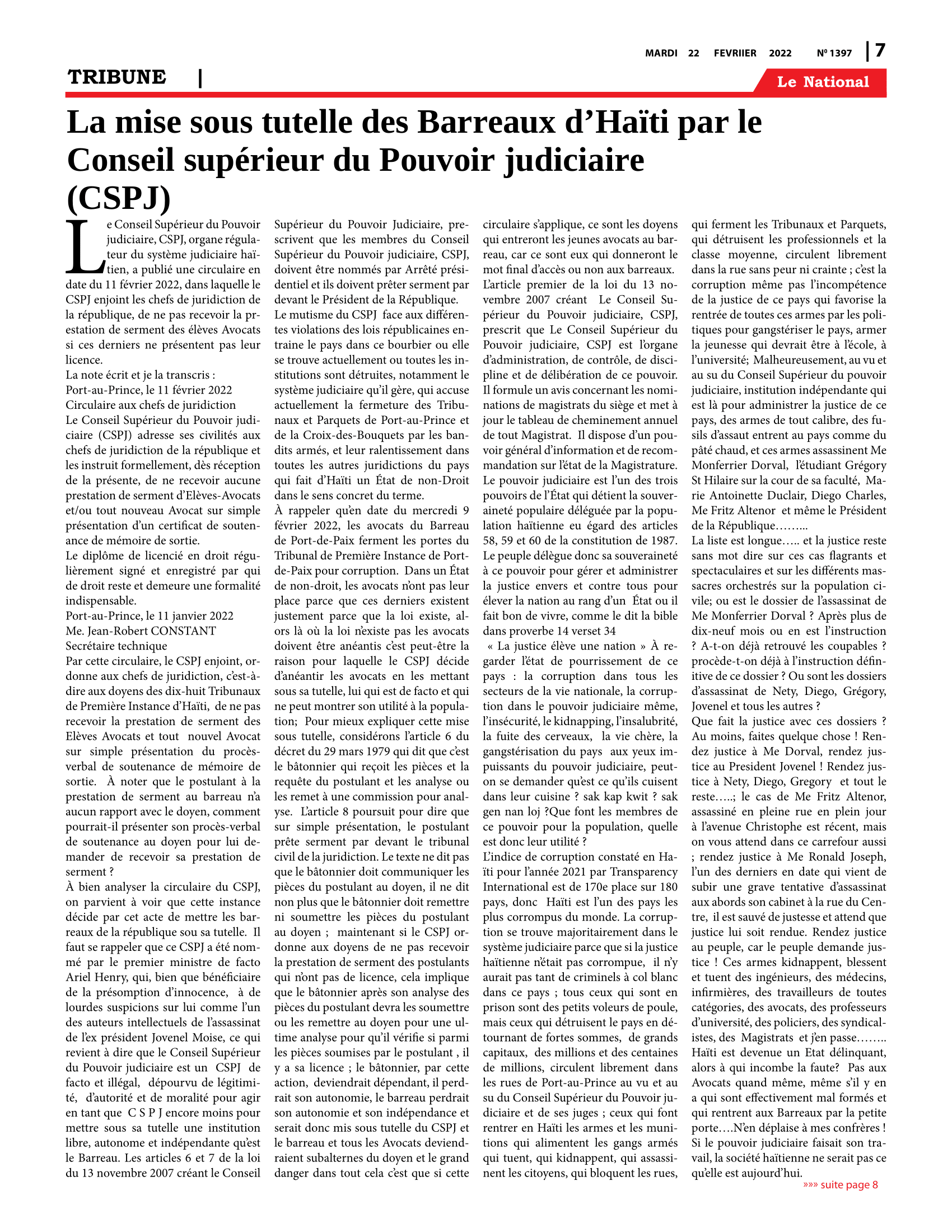 Page 7 de l'édition 1397