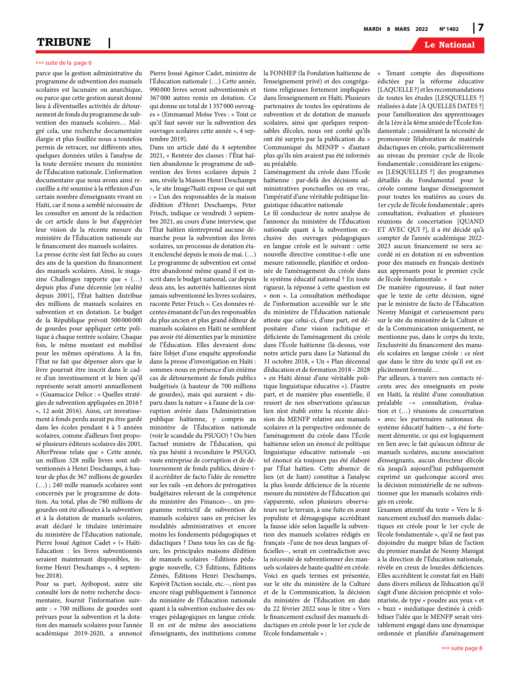 Page 7 de l'édition 1402