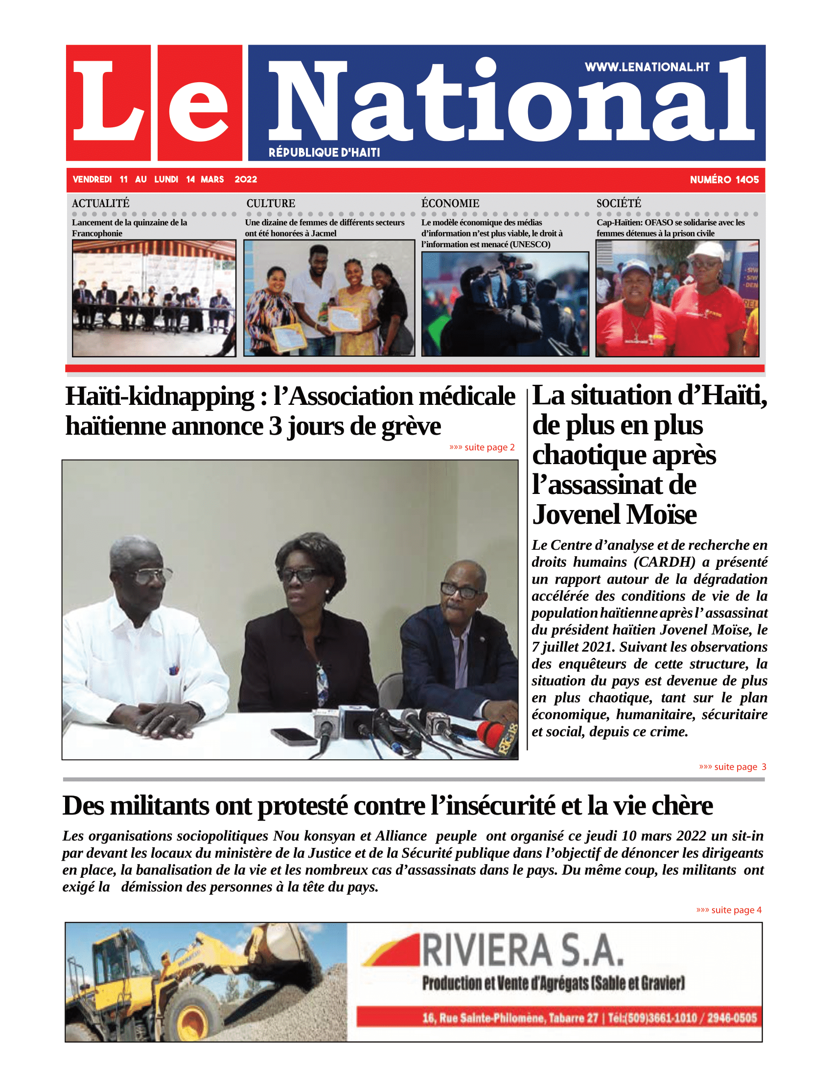 Page 1 de l'édition 1405