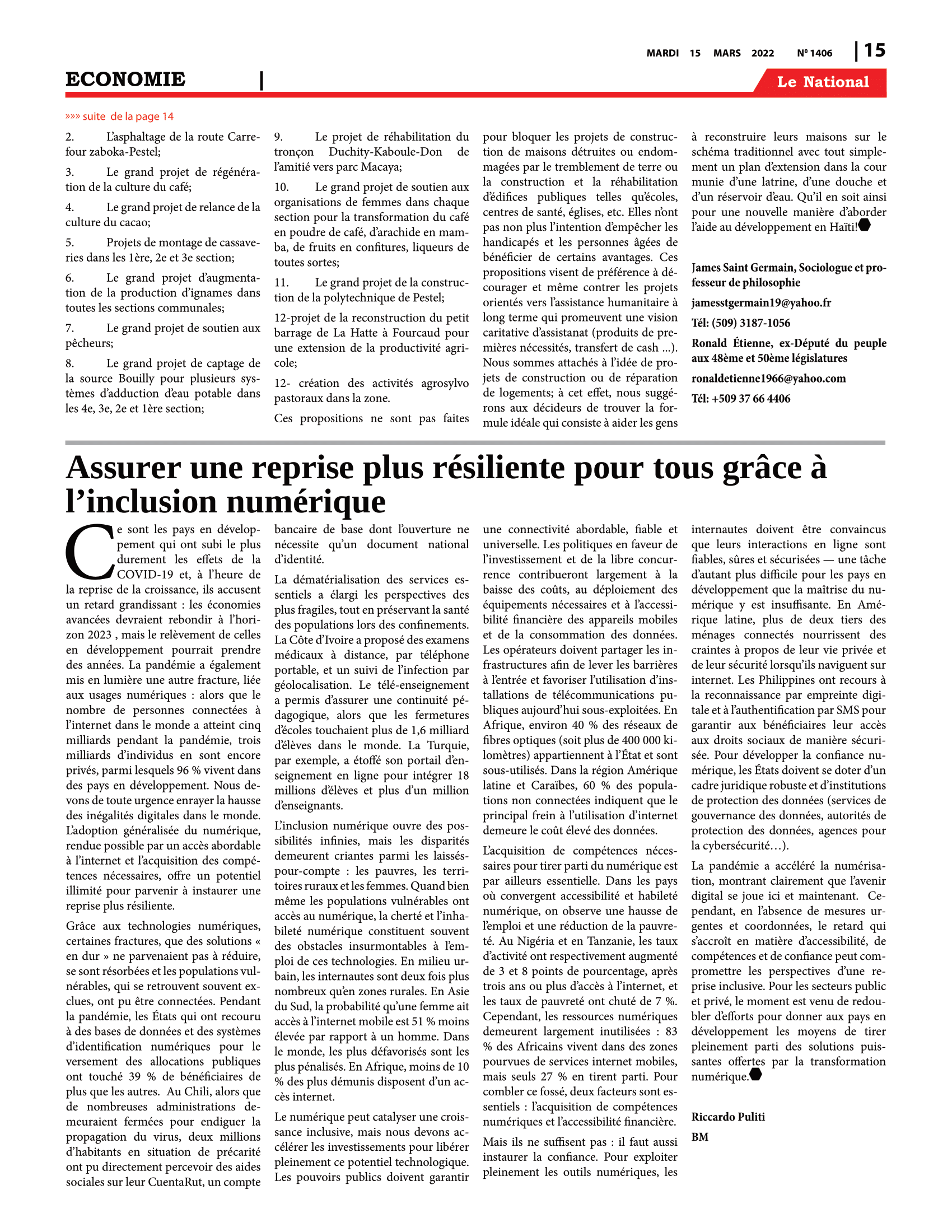 Page 15 de l'édition 1406