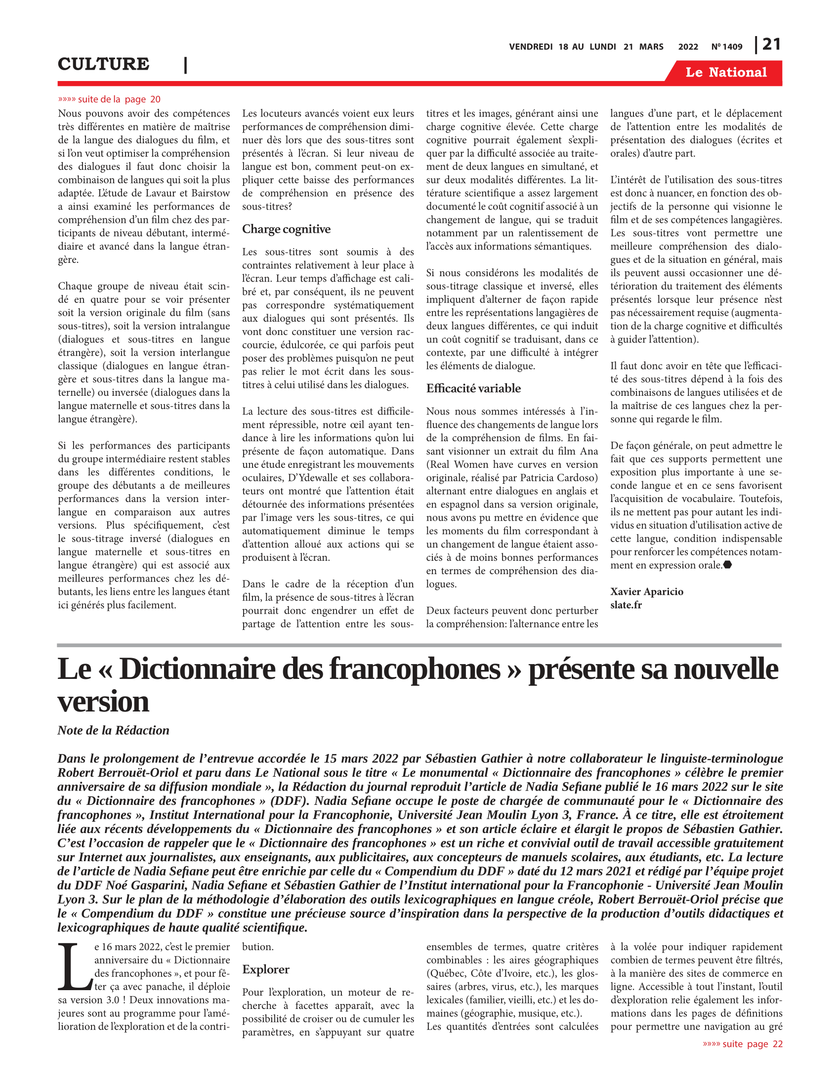 Page 21 de l'édition 1409