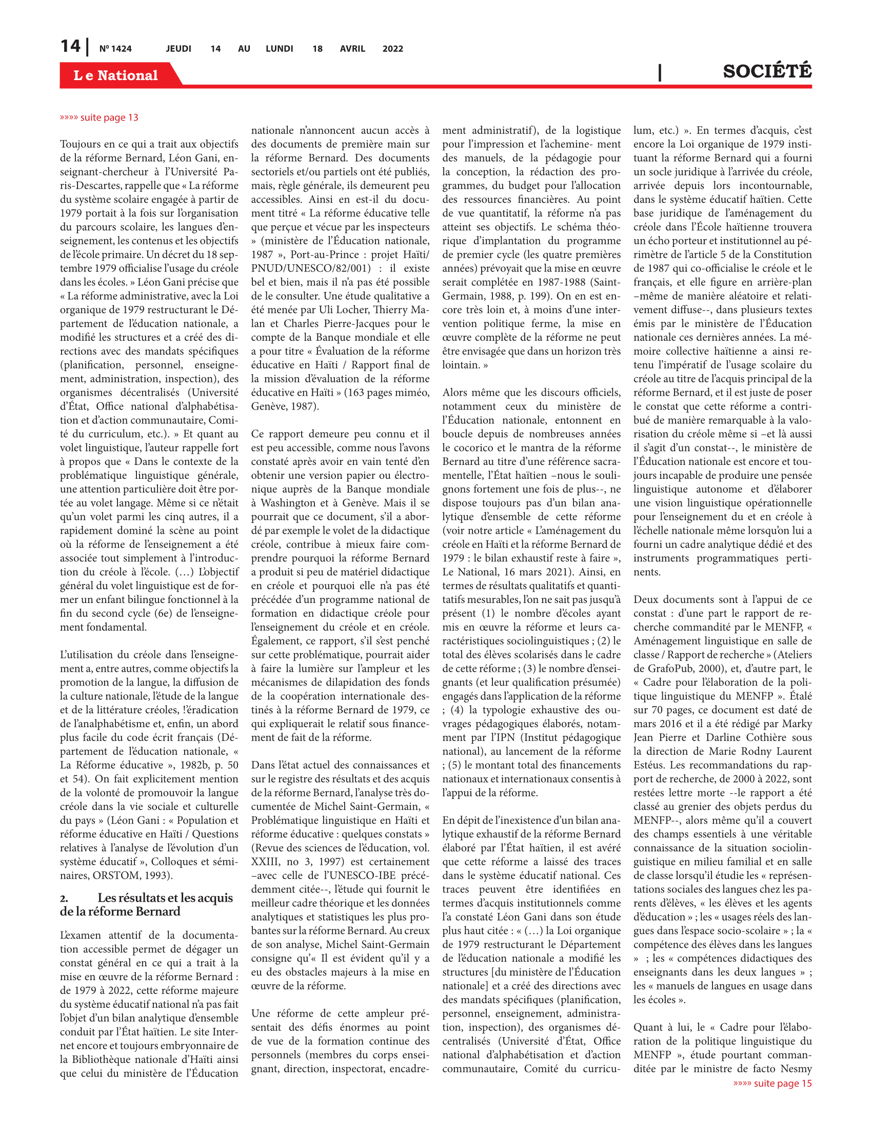 Page 14 de l'édition 1424