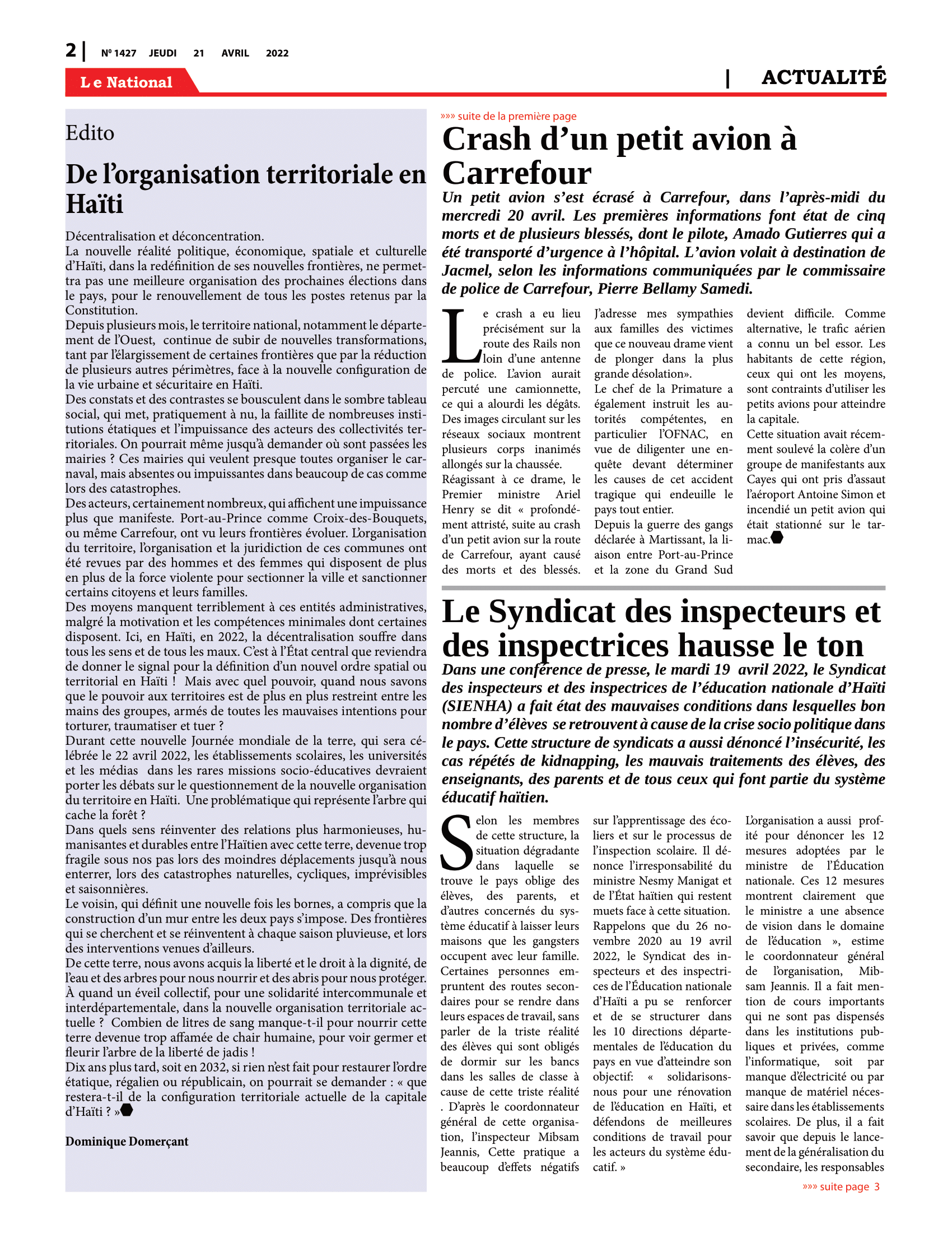 Page 2 de l'édition 1427