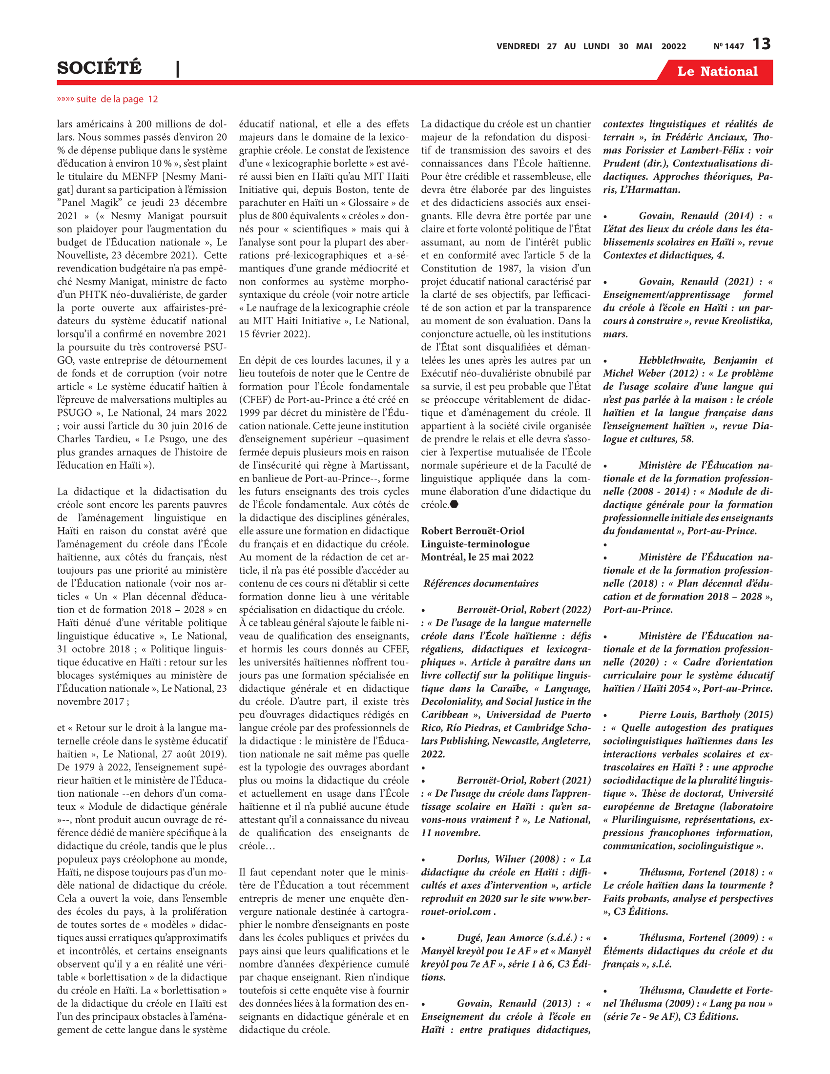 Page 13 de l'édition 1447