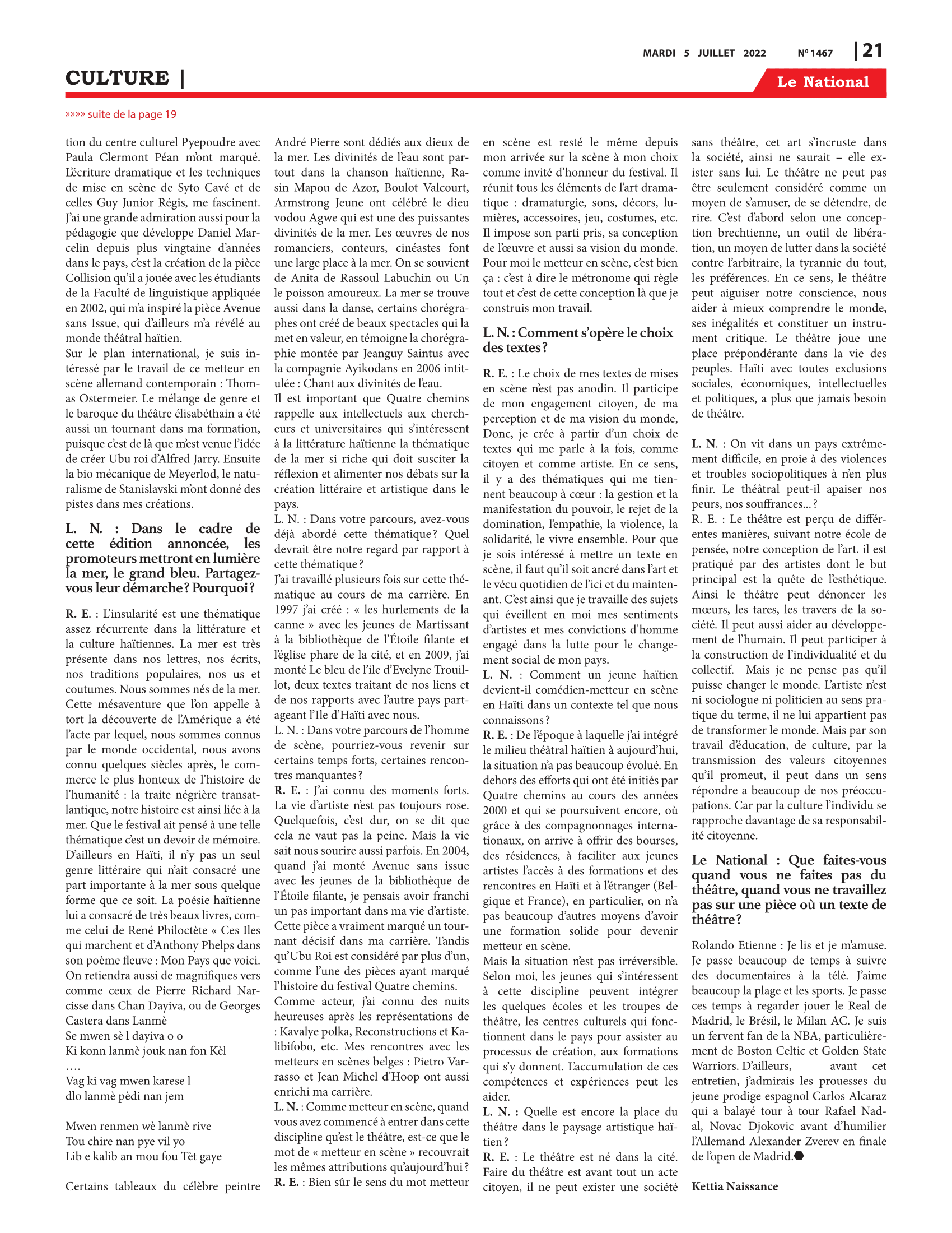 Page 21 de l'édition 1467