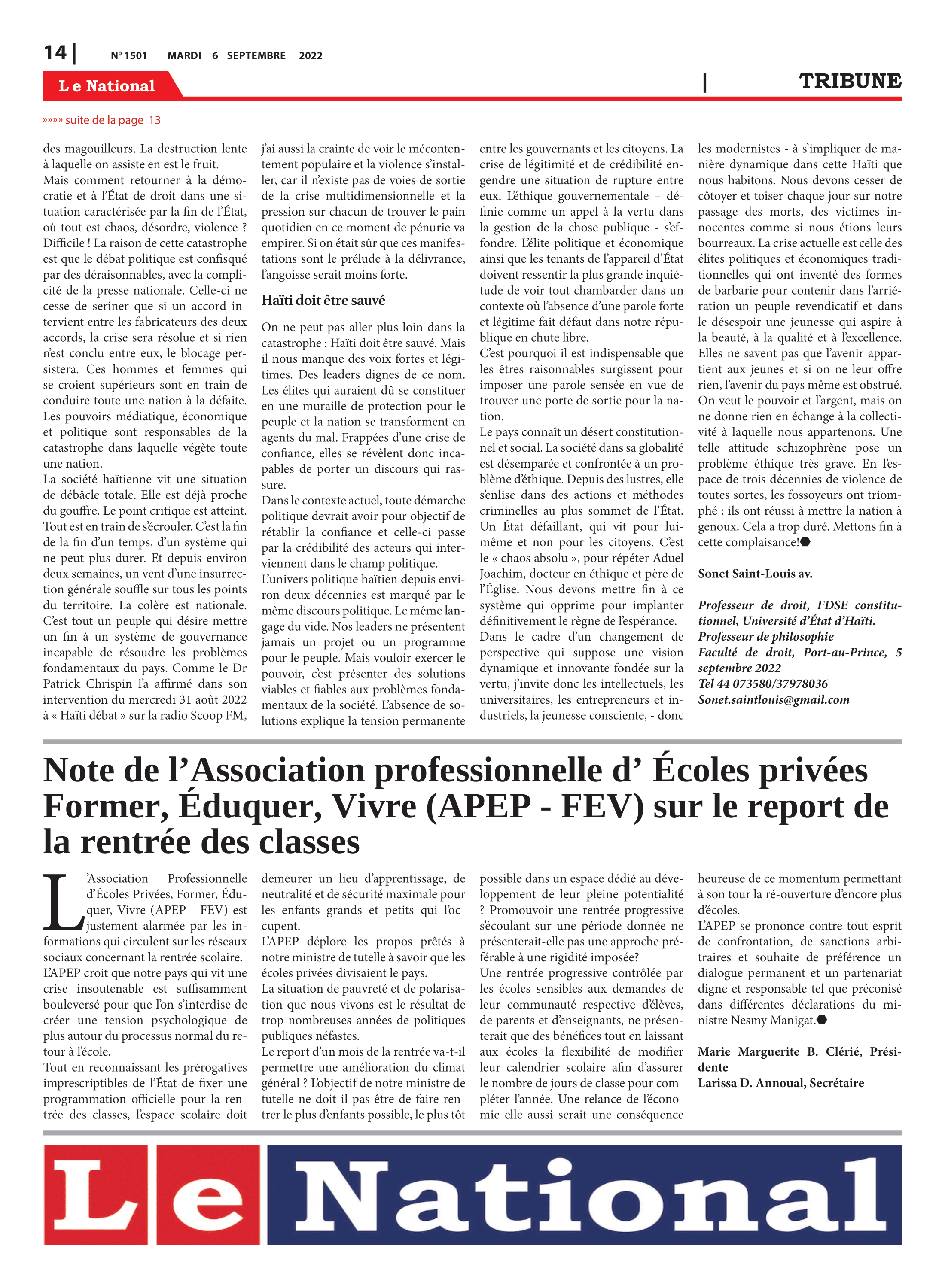 Page 14 de l'édition 1501