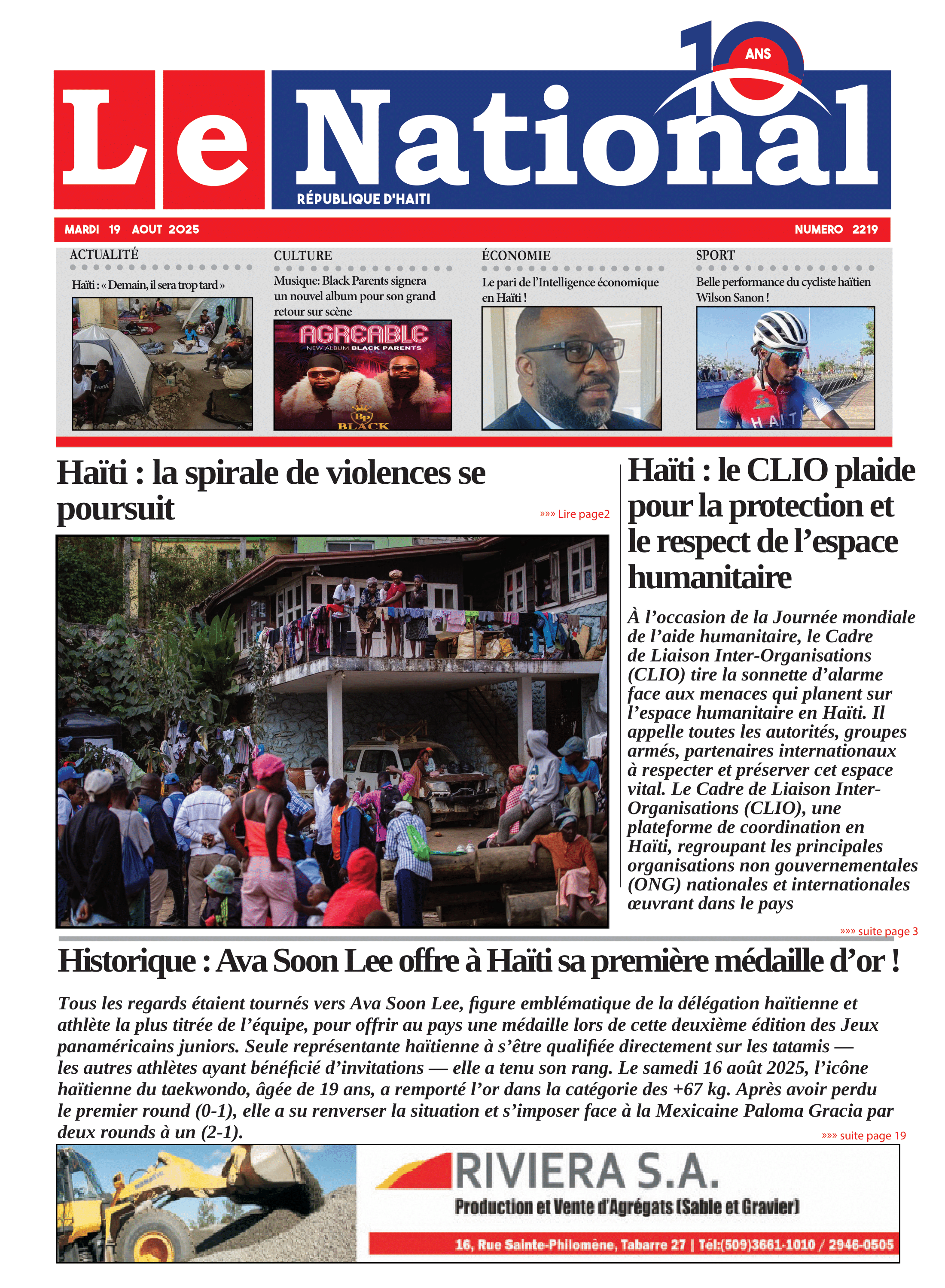 Page 1 de l'édition 2219