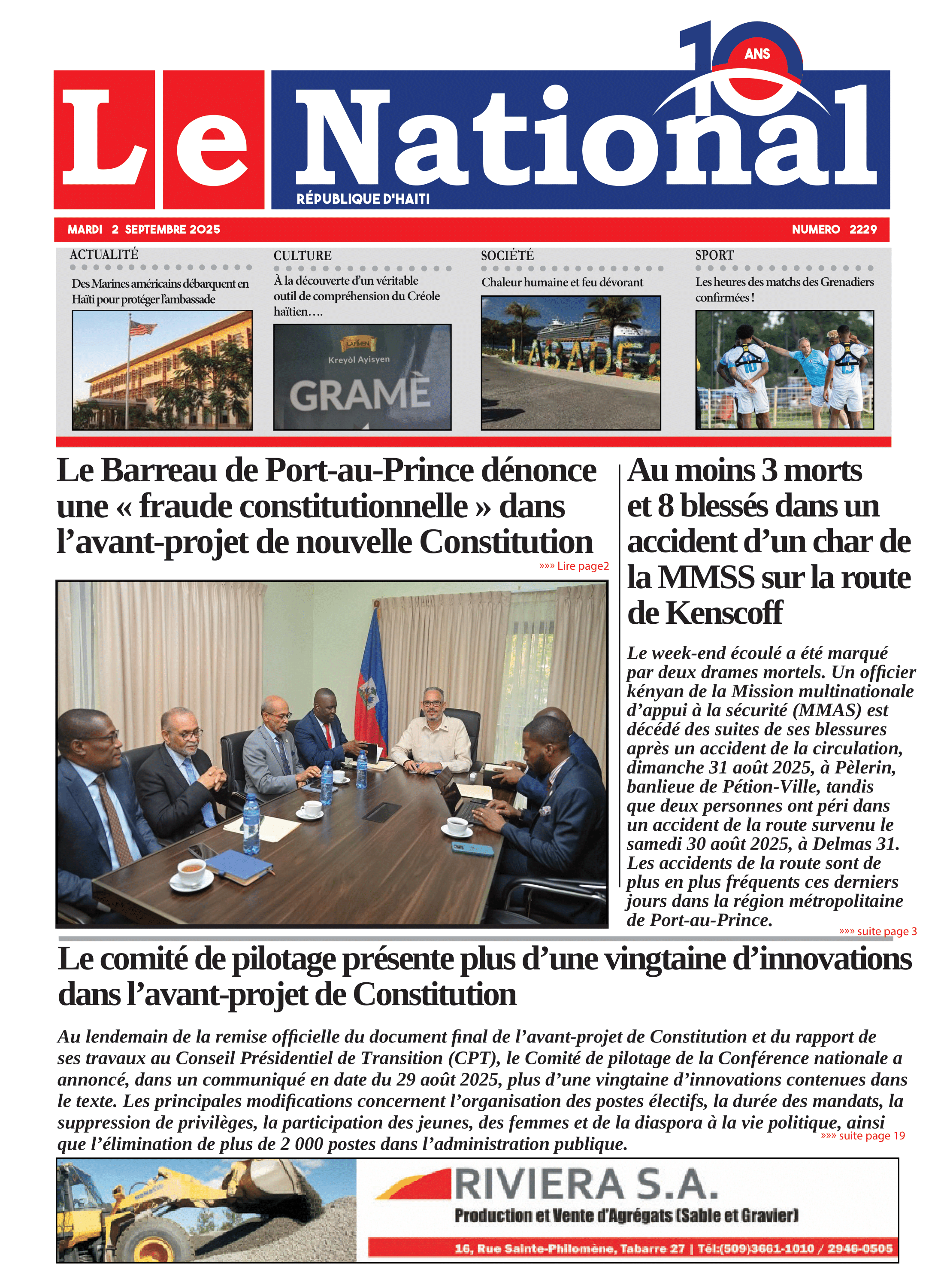 Page 1 de l'édition 2229