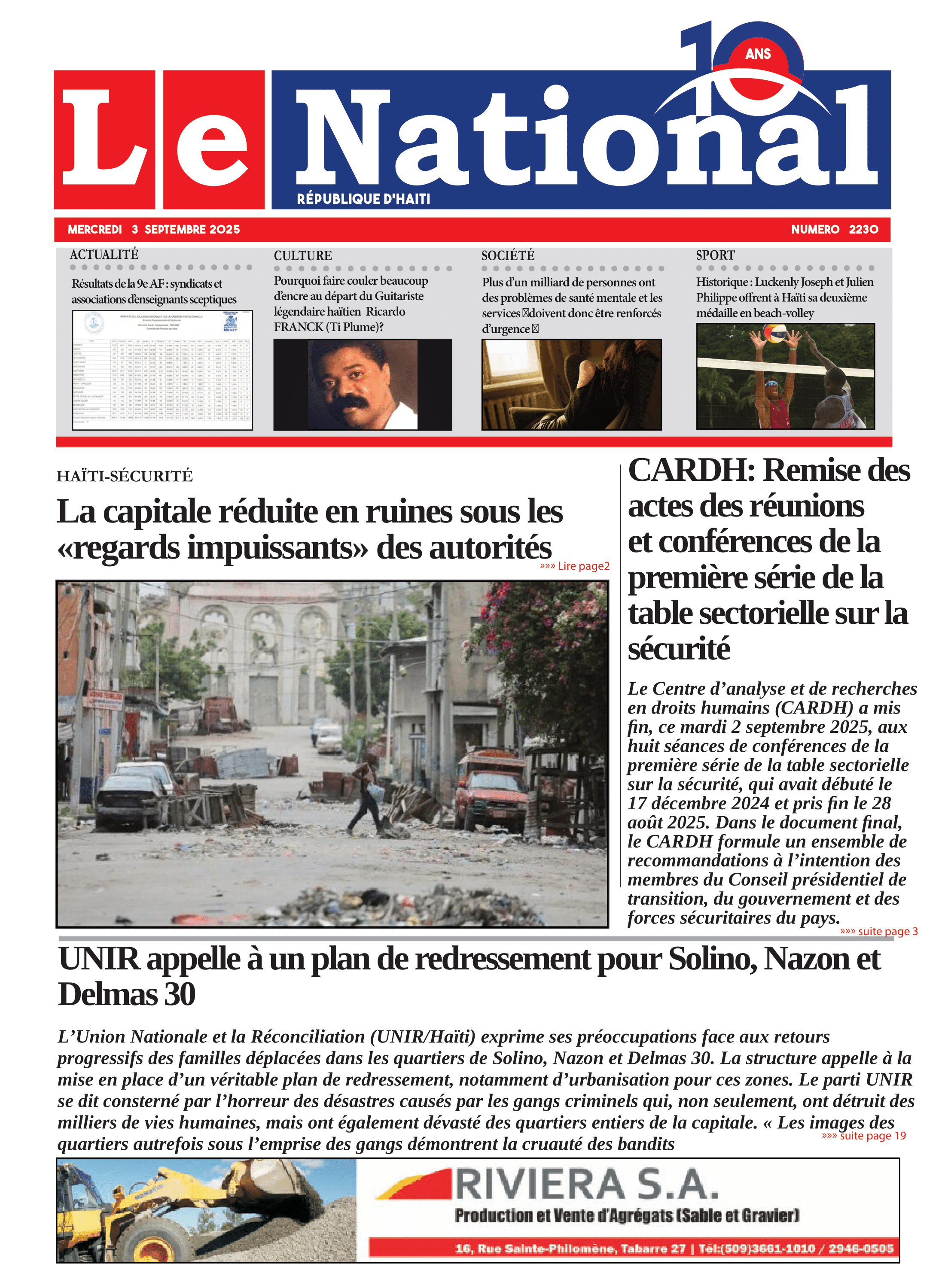 Page 1 de l'édition 2230