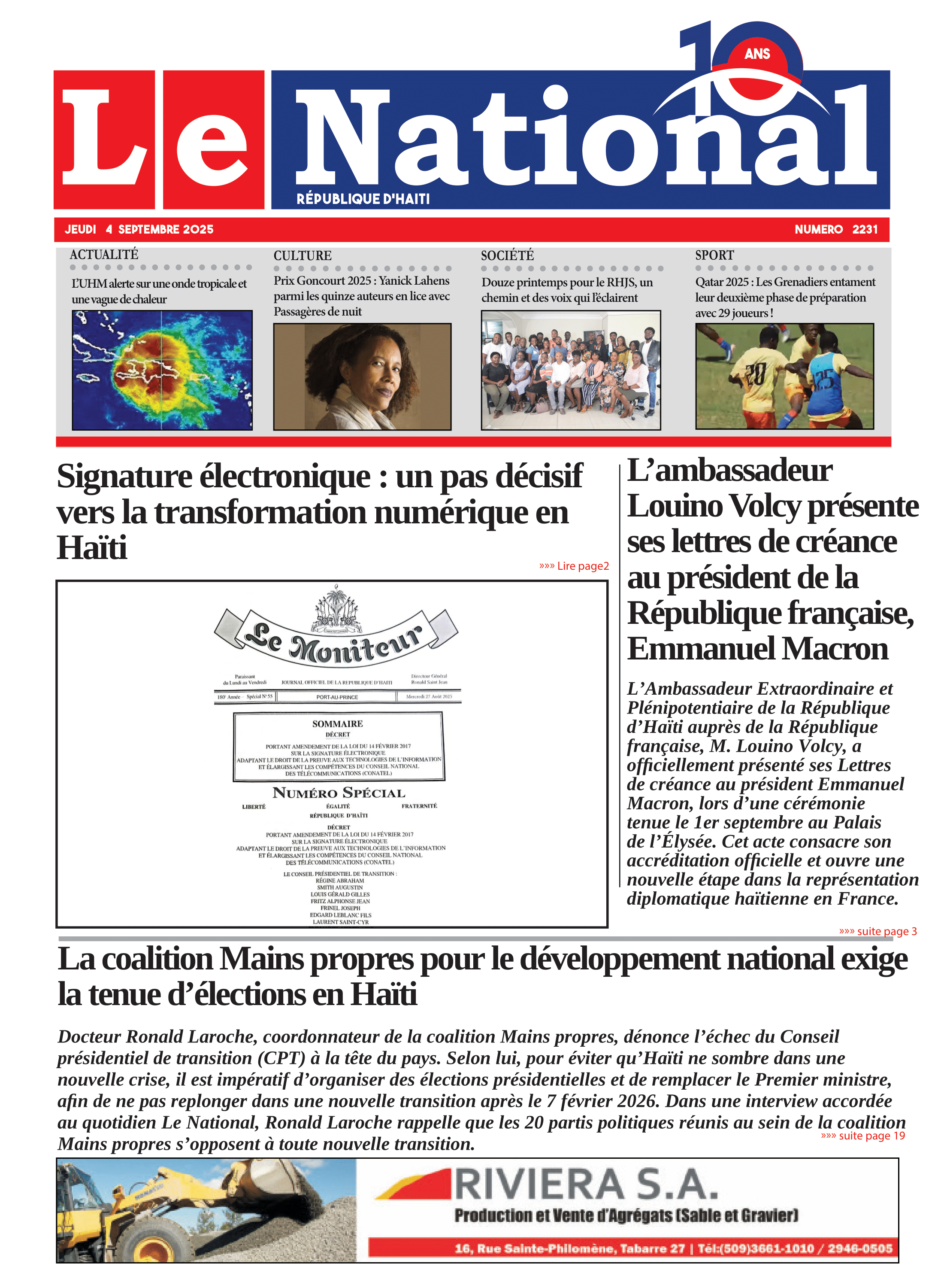 Page 1 de l'édition 2231