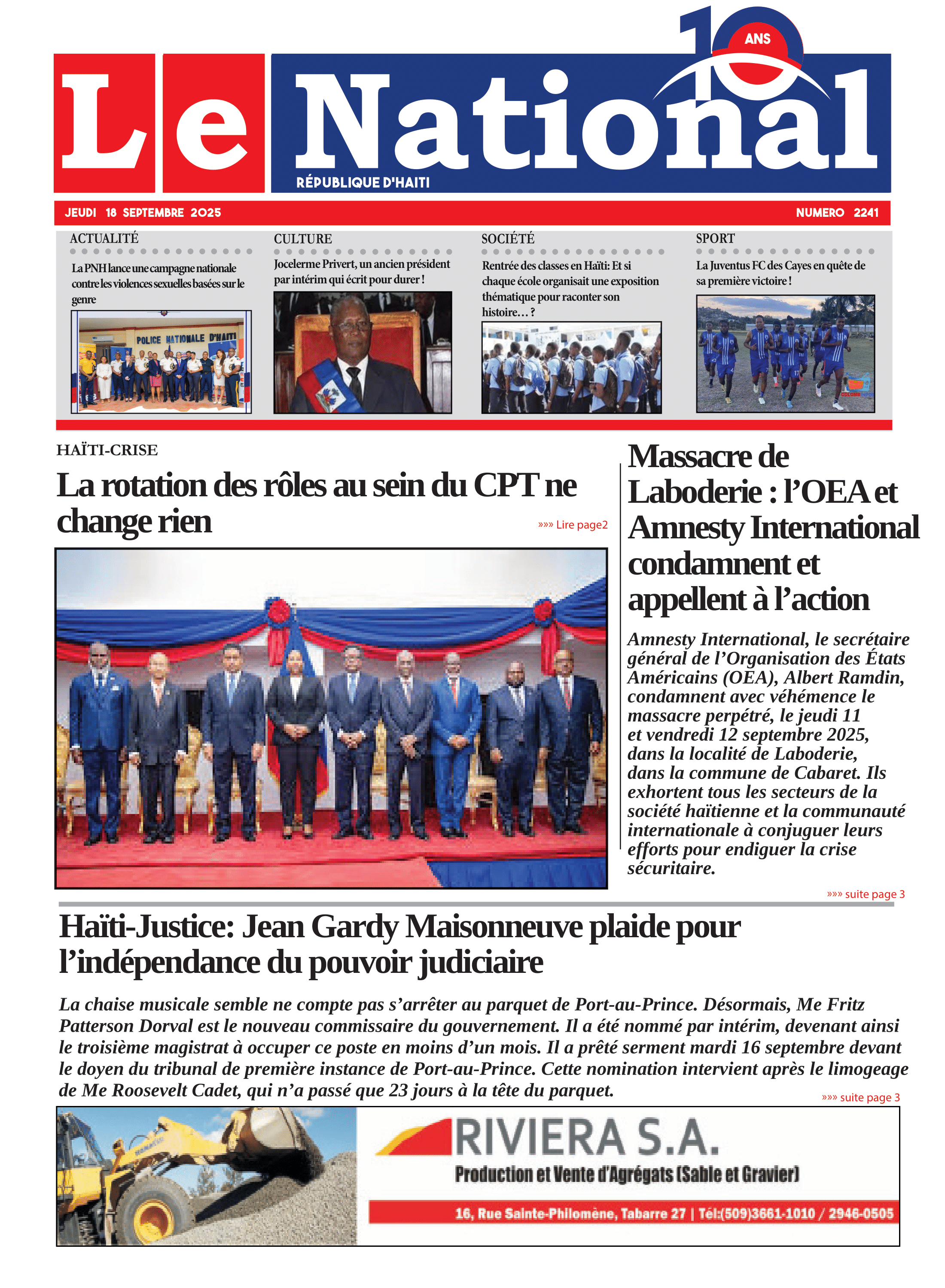 Page 1 de l'édition 2241