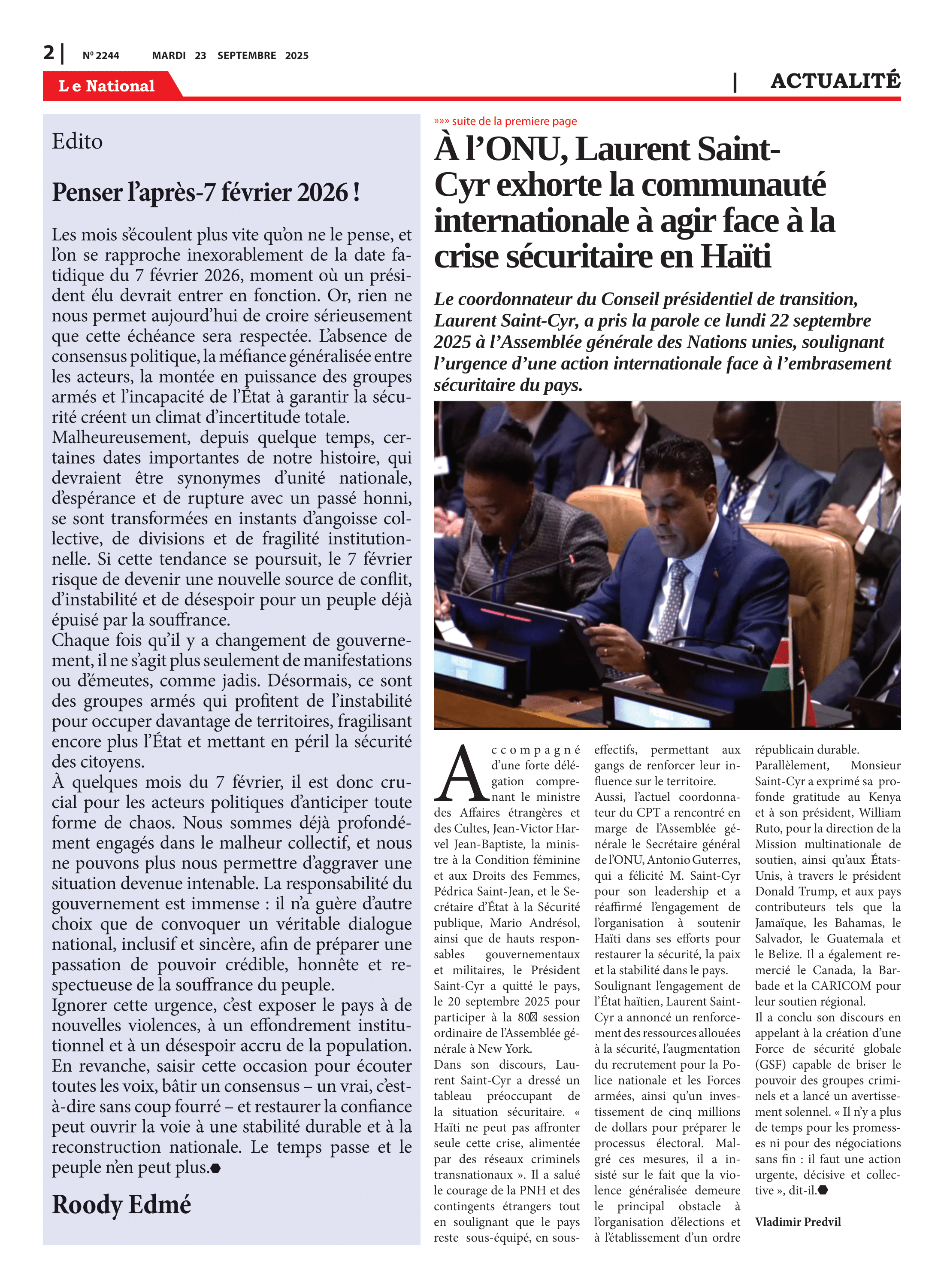 Page 2 de l'édition 2244