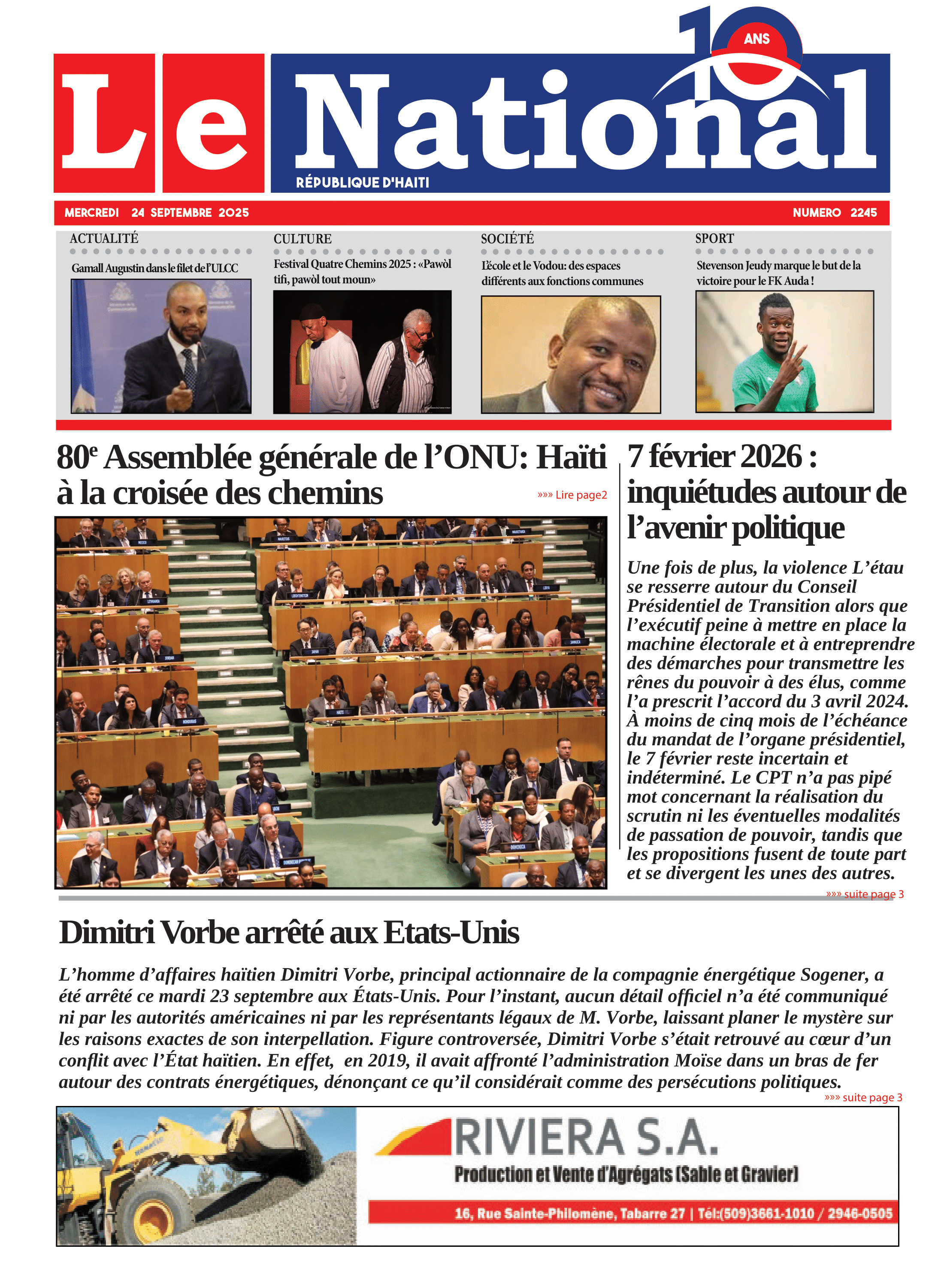 Page 1 de l'édition 2245