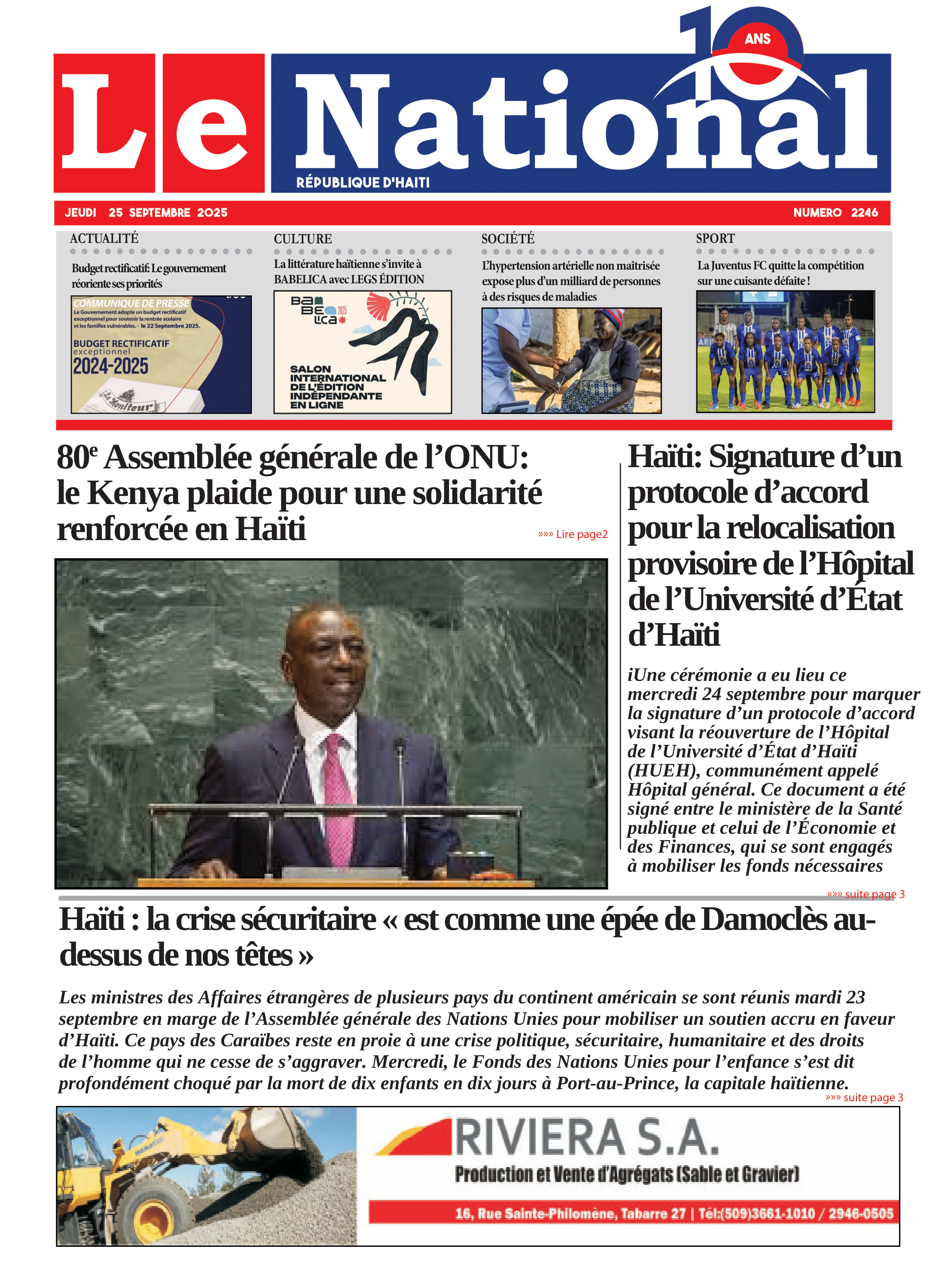 Page 1 de l'édition 2246