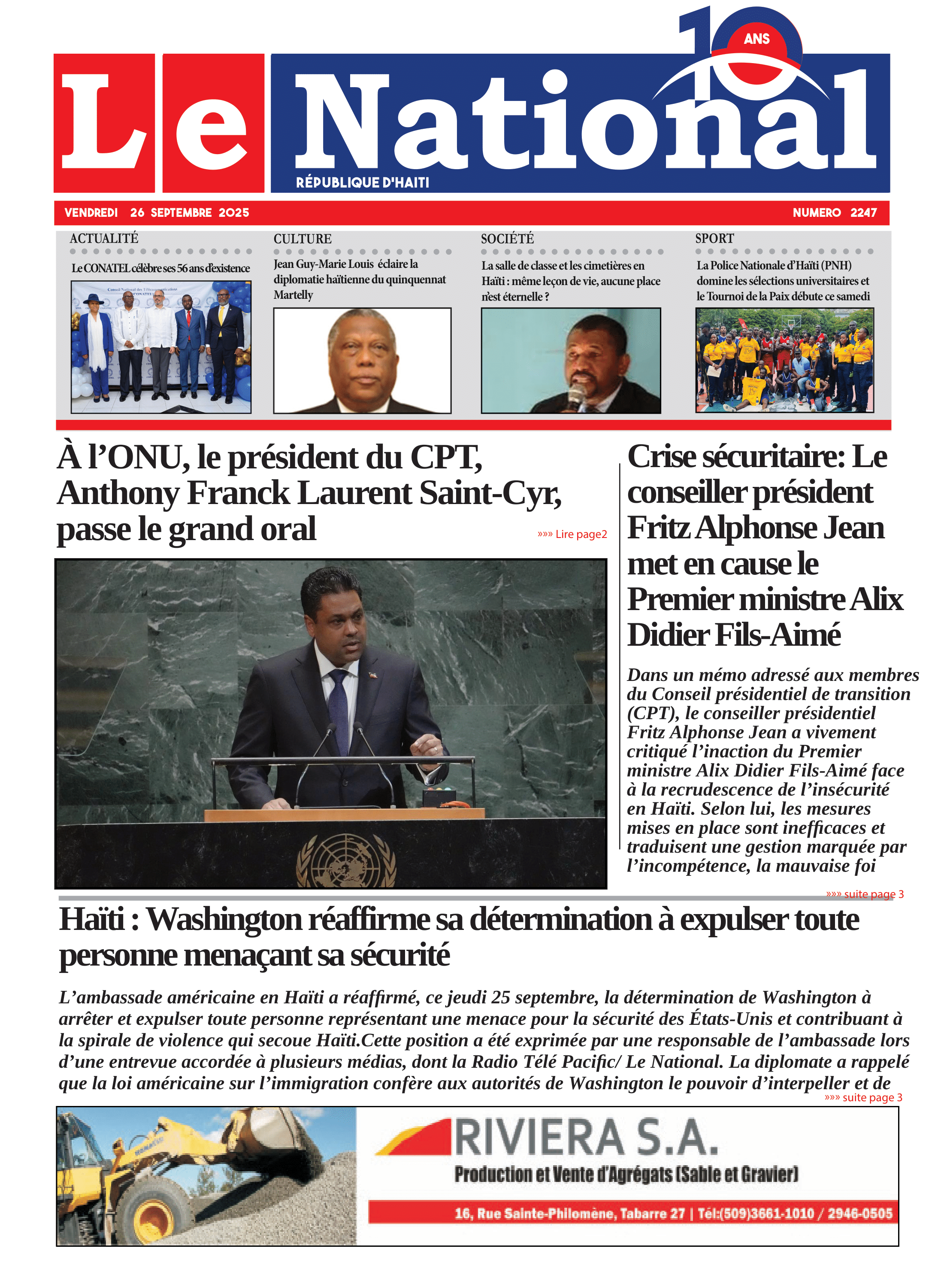 Page 1 de l'édition 2247