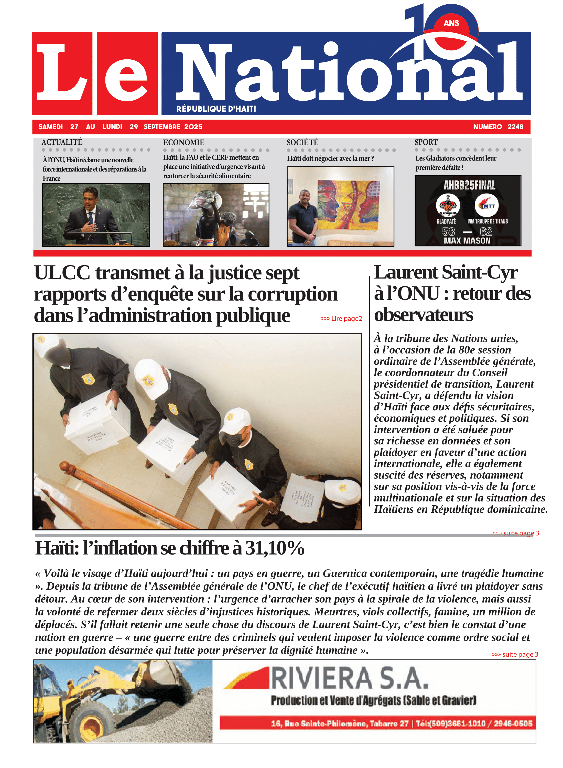 Page 1 de l'édition 2248