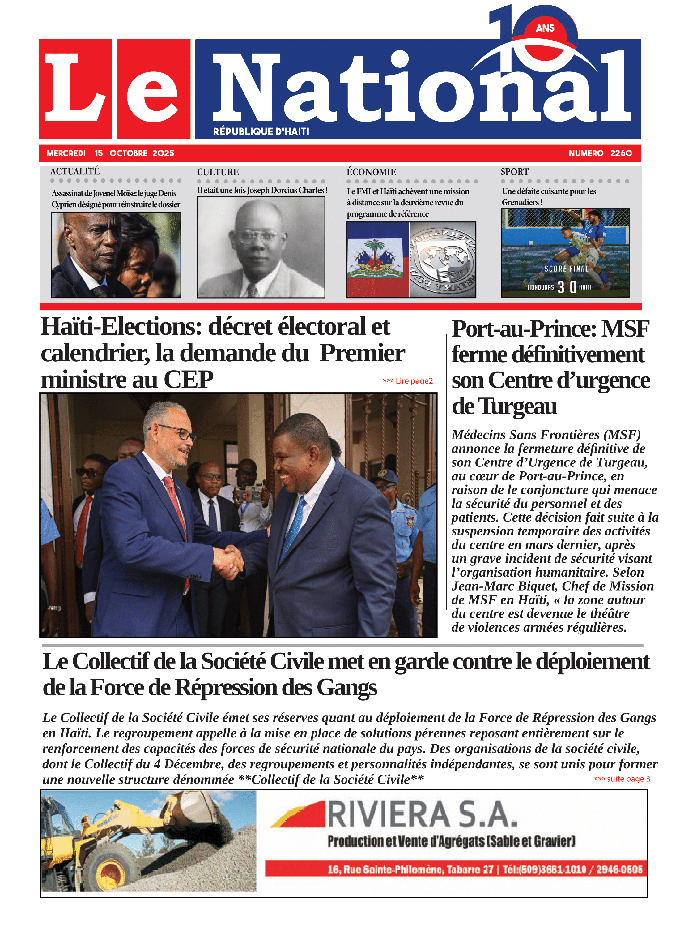 Page 1 de l'édition 2260