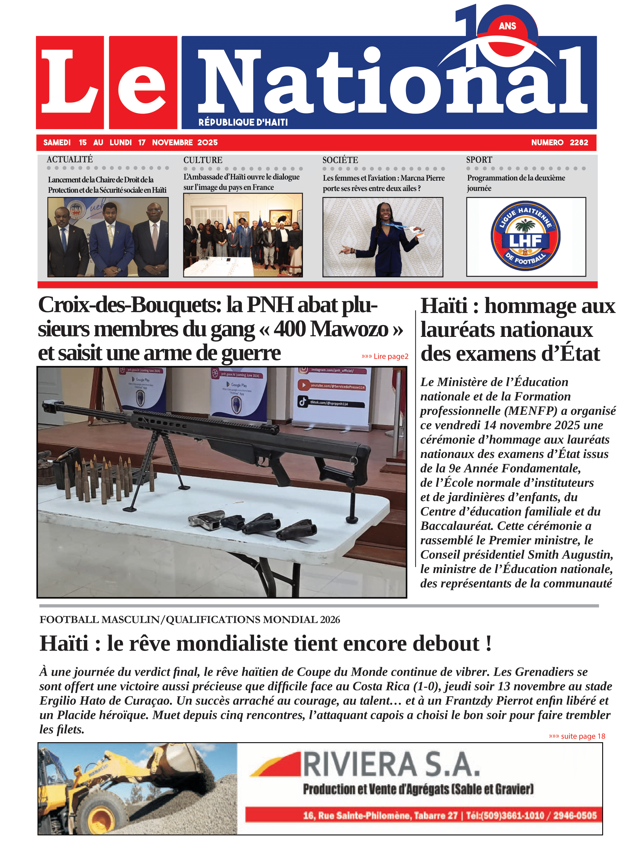 Page 1 de l'édition 2282