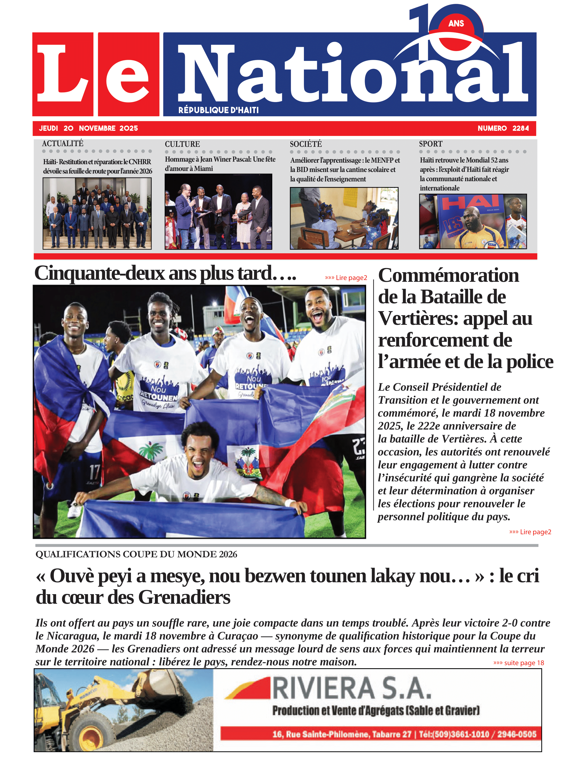 Page 1 de l'édition 2284