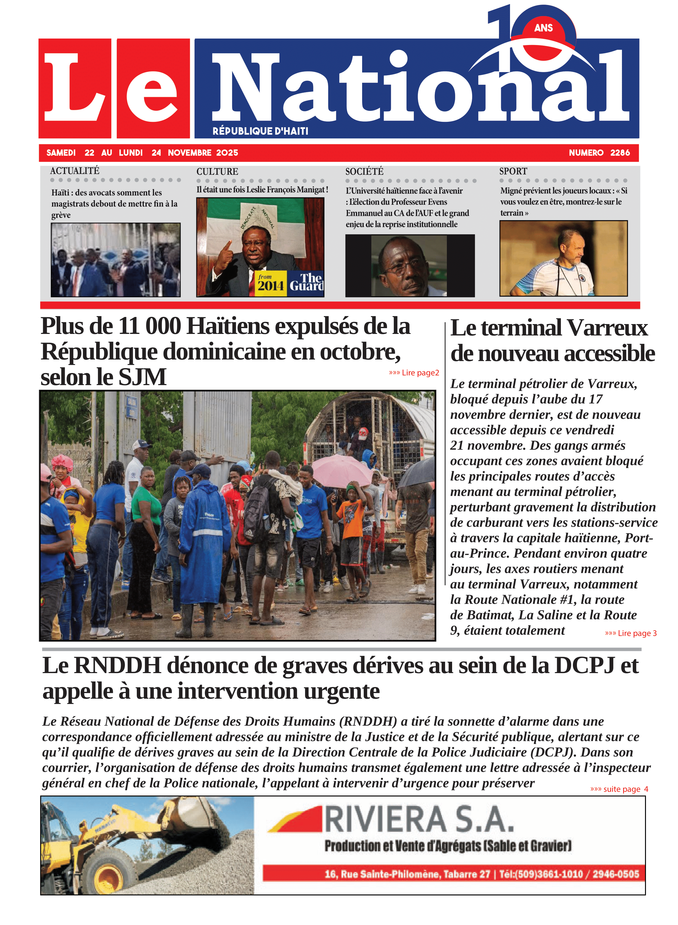 Page 1 de l'édition 2286