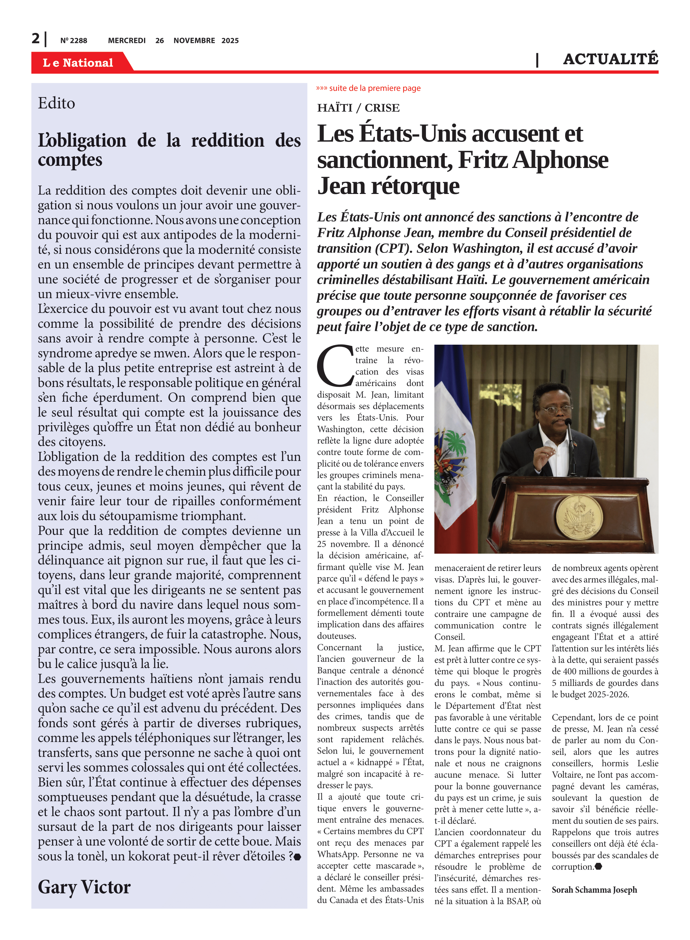 Page 2 de l'édition 2288
