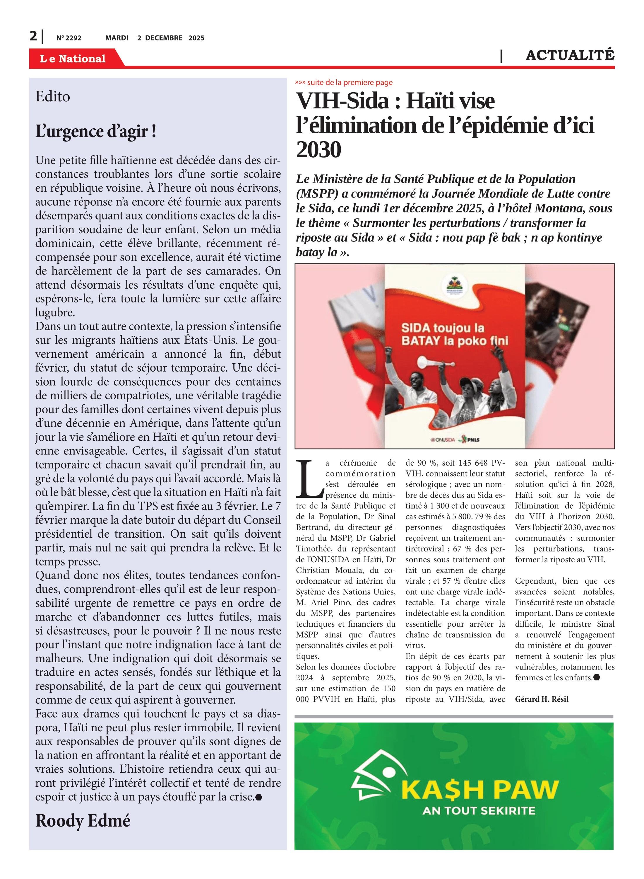 Page 2 de l'édition 2292